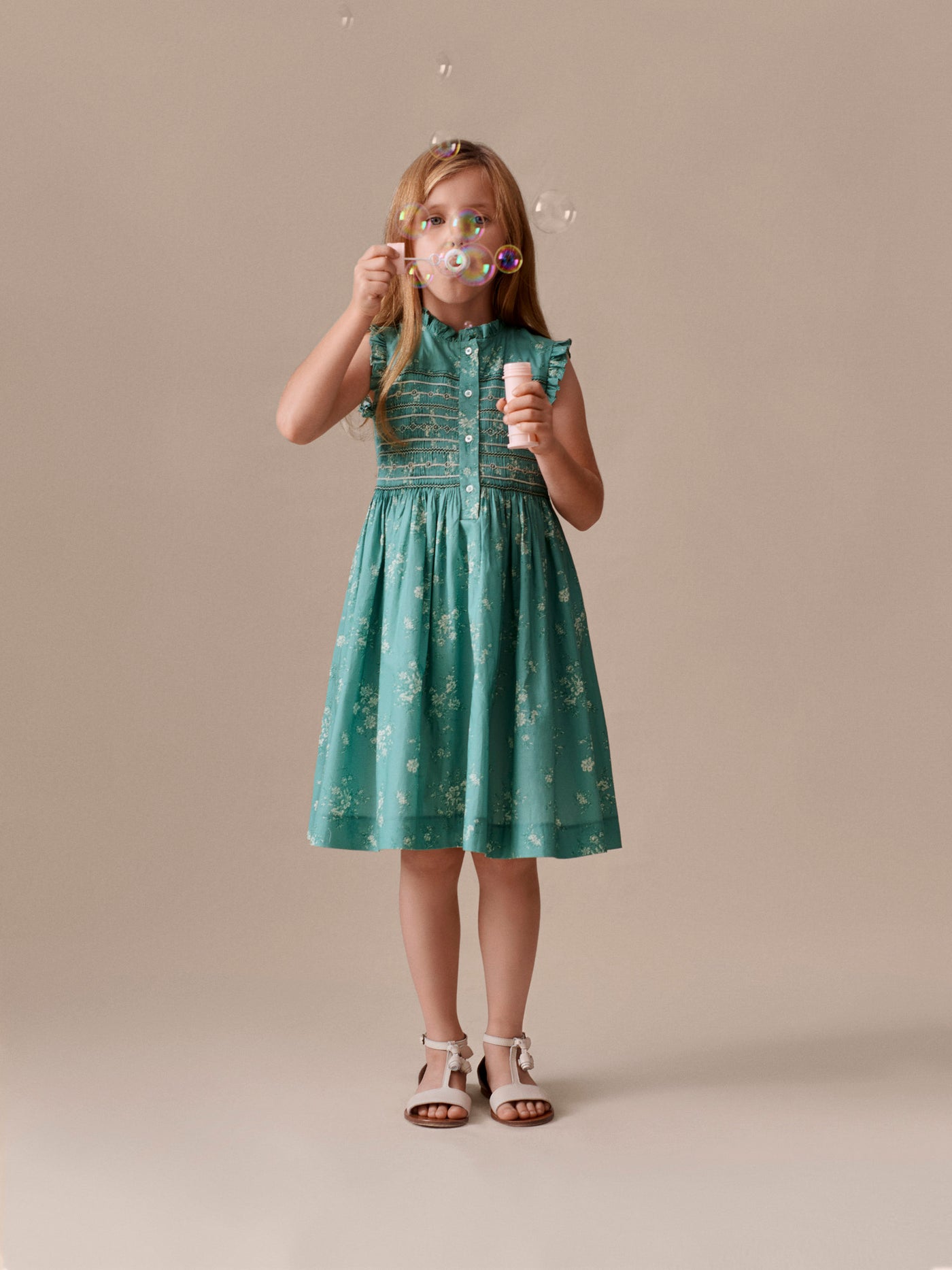 Girl Summer 2026 Ceremony Look - Hand embroidered smocked dress in Liberty fabric