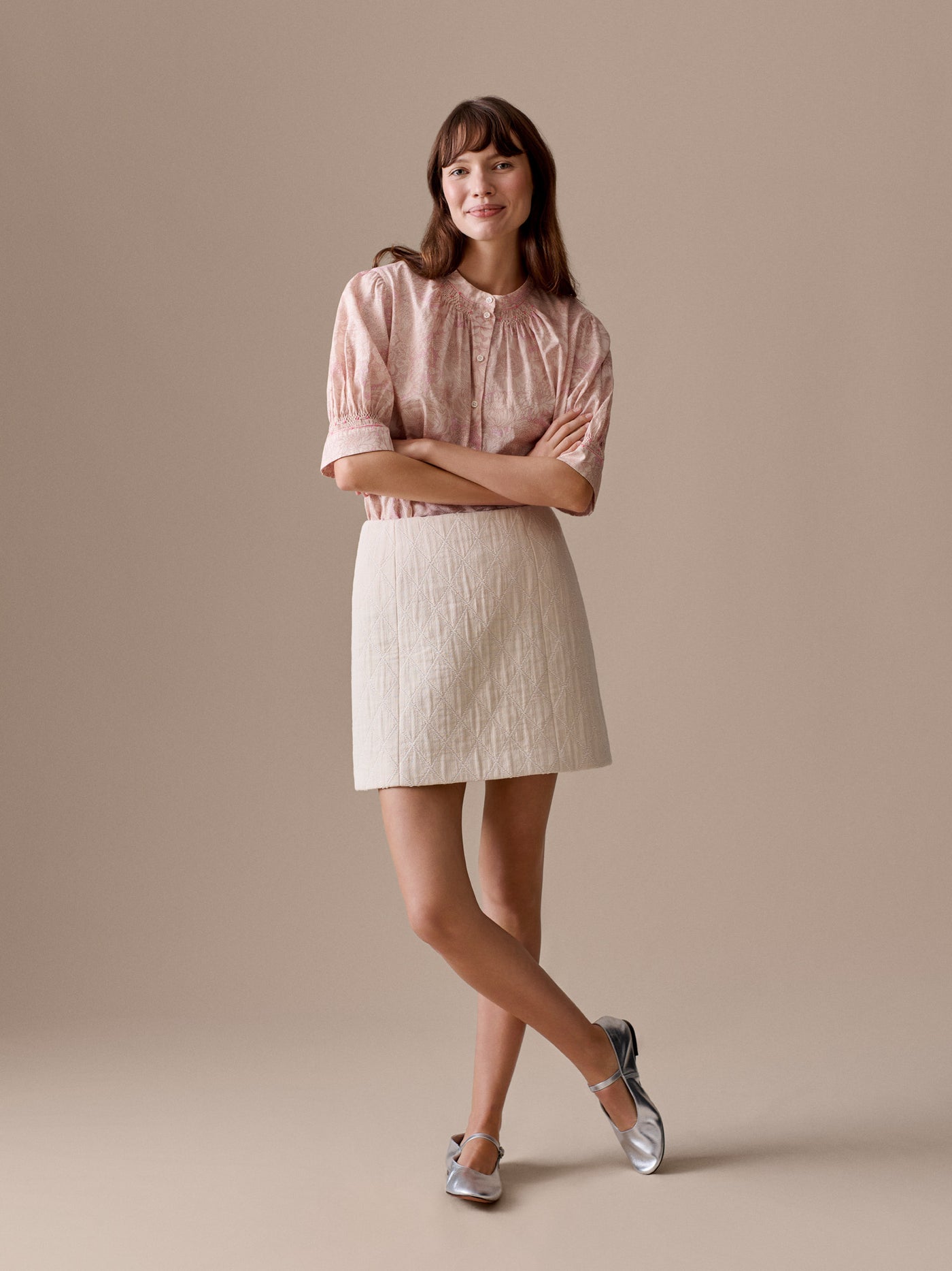 Women's Summer Look 2026 - Smocked blouse in Liberty print fabric