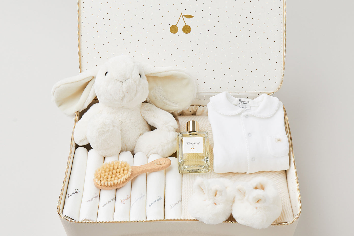 Big newborn suitcase with XXL plush bunny