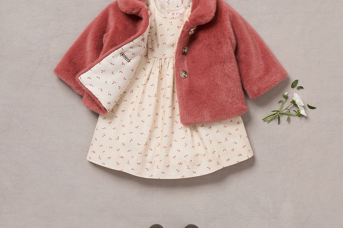 Winter 2024 Baby girl's look - Faux fur coat
