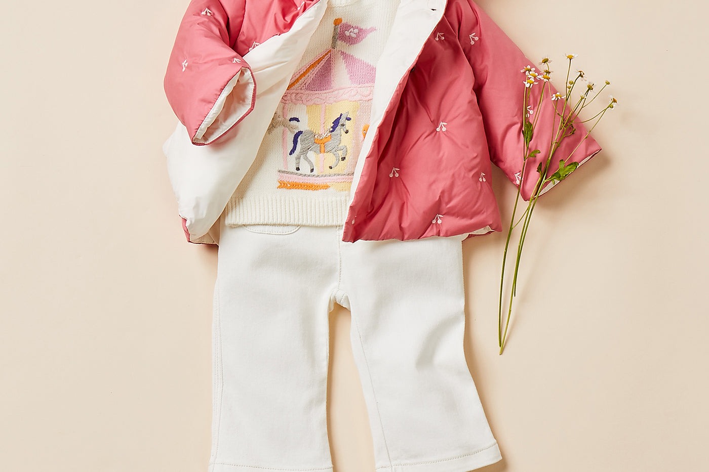 Baby girl's look summer 2024 embroidered jacket