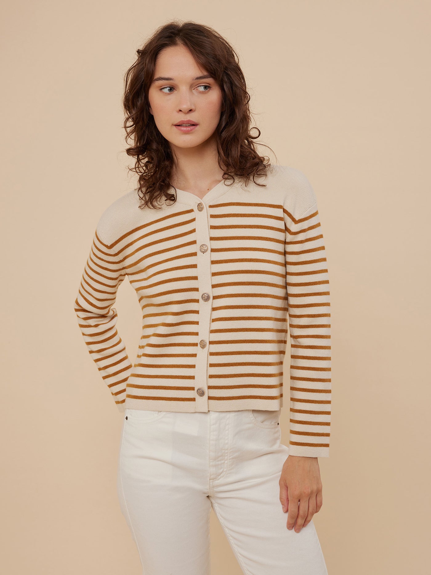 Women's look summer 2024 striped cardigan