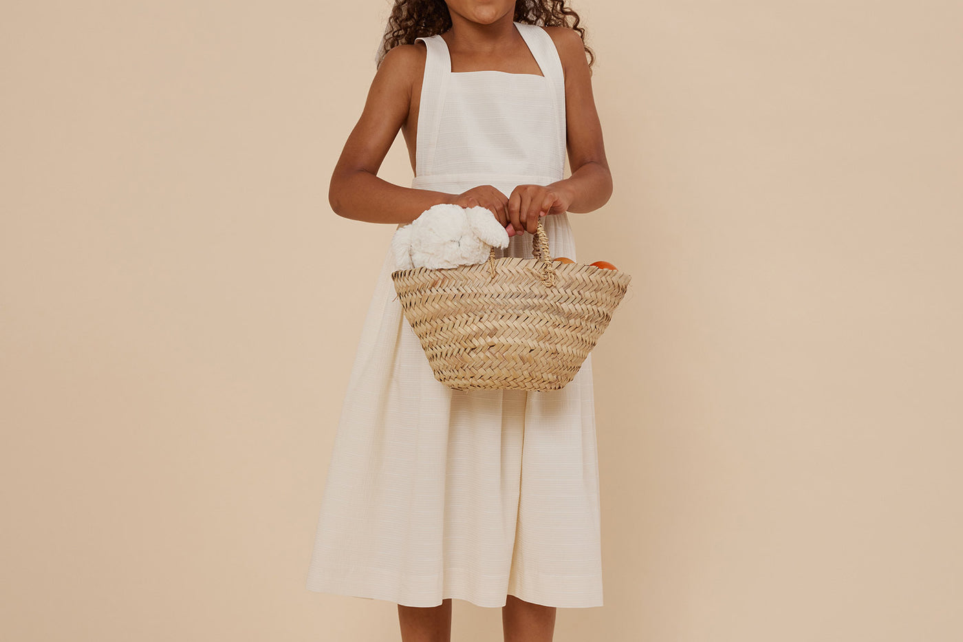 Summer 2024 girl's look white seersucker dress