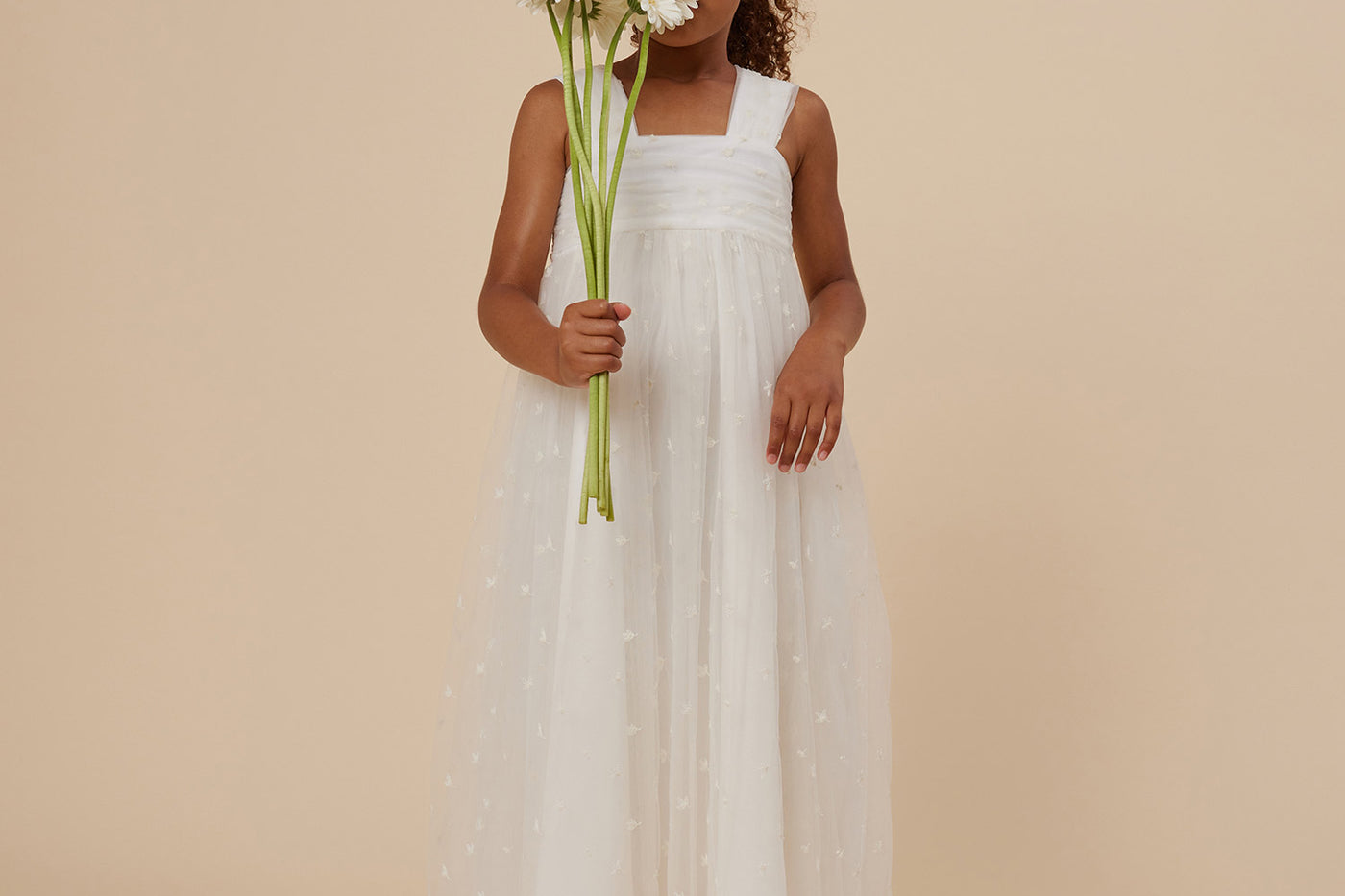 Summer 2024 girl's look embroidered tulle dress