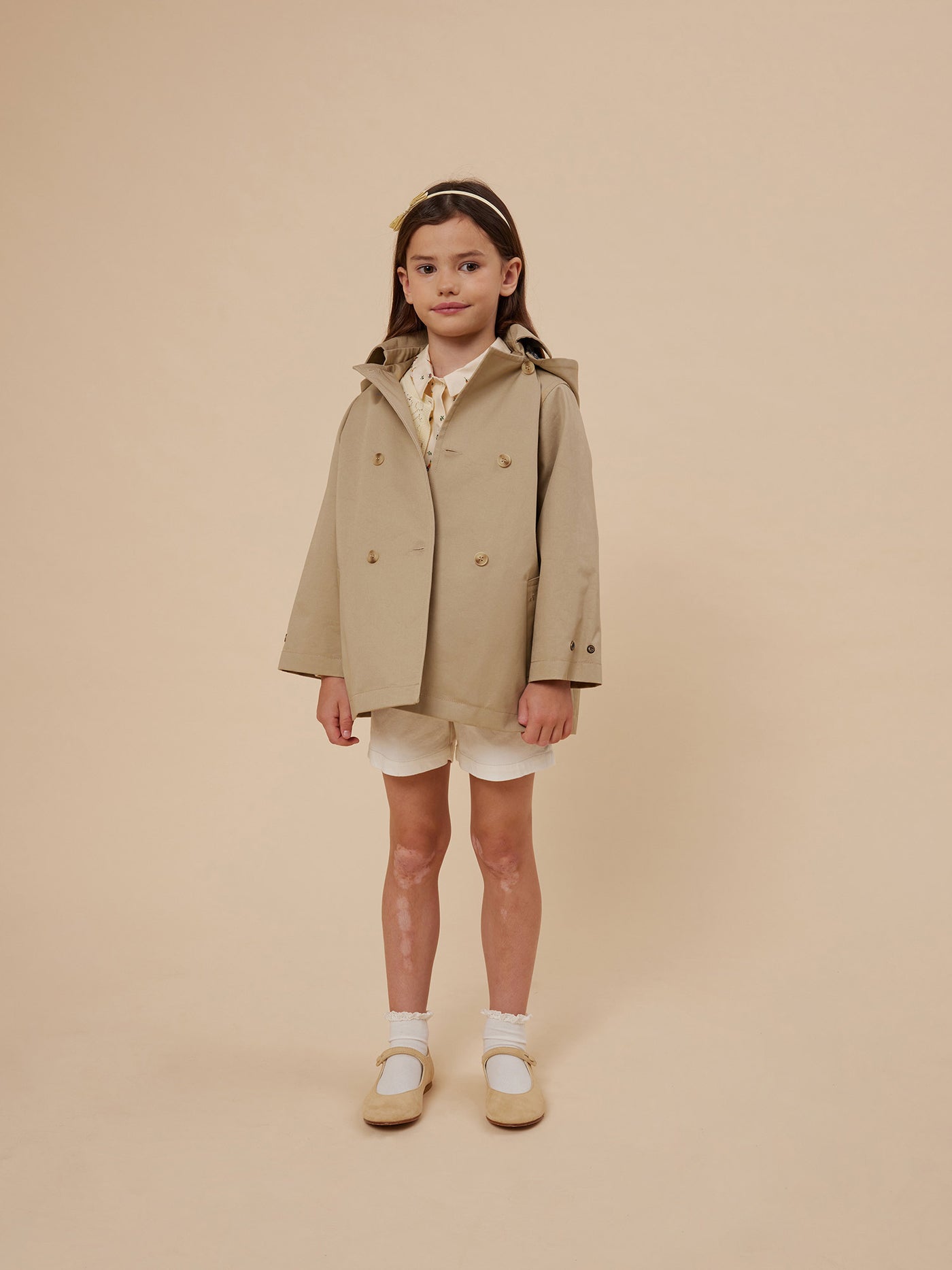 Summer 2024 girl's look water-repellent trench coat with cotton lining