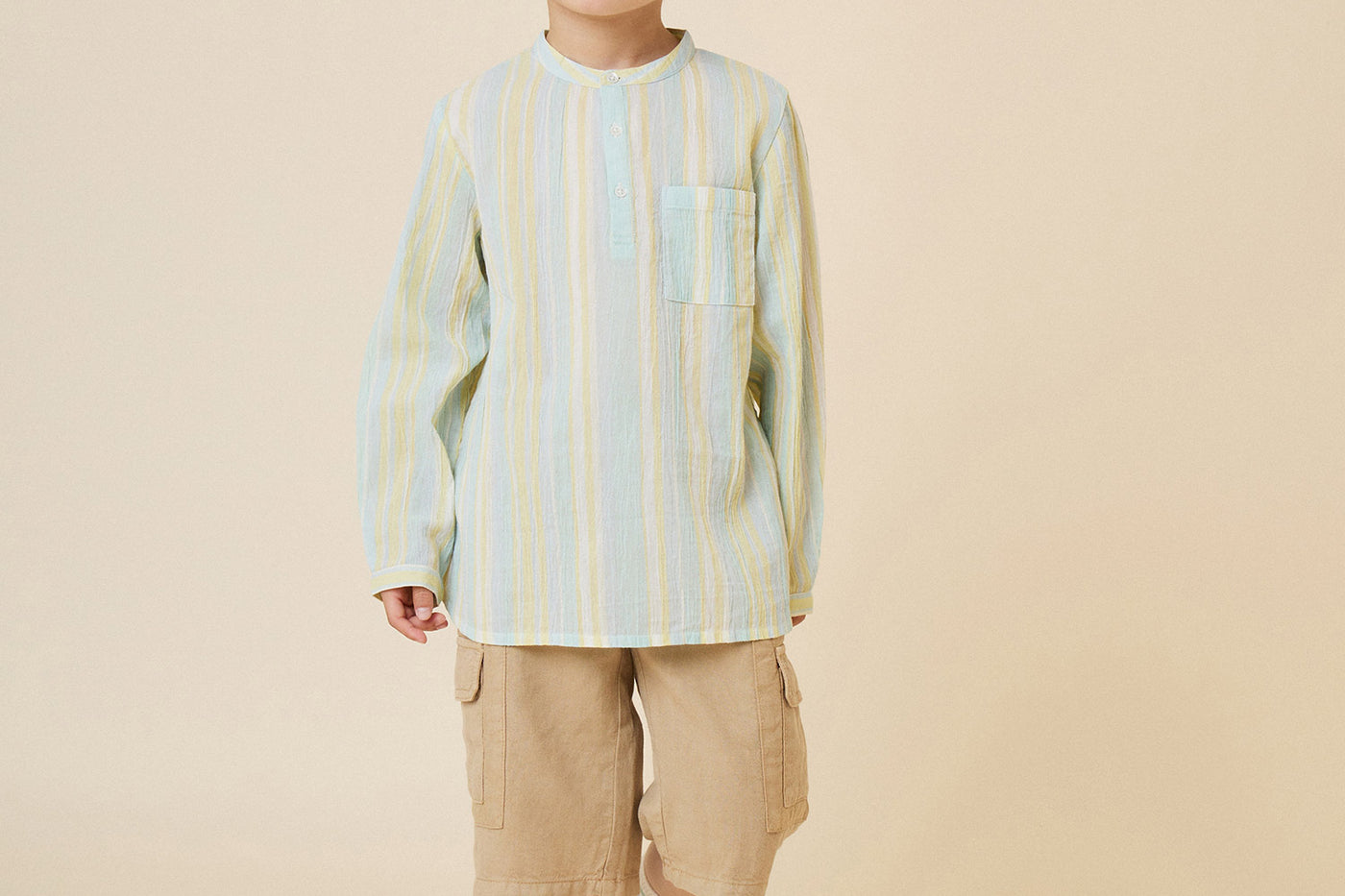 Summer 2024 boy's look striped cotton shirt