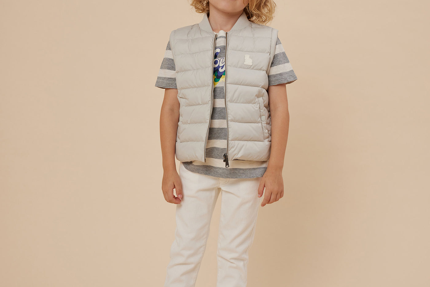 Summer 2024 boy's look sleeveless puffer jacket