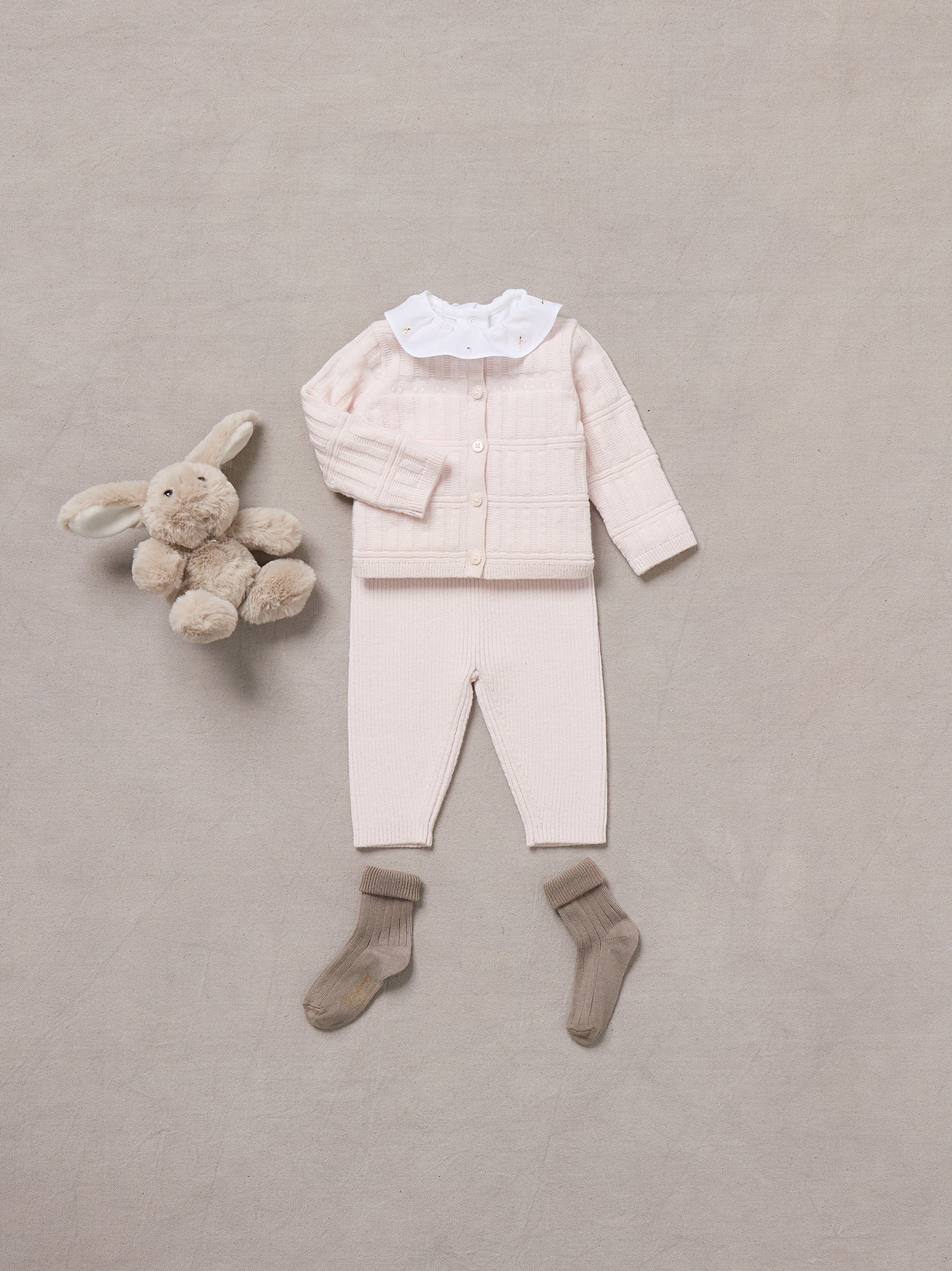 Winter 2024 Newborn's look - Pink wool and cotton-blend set