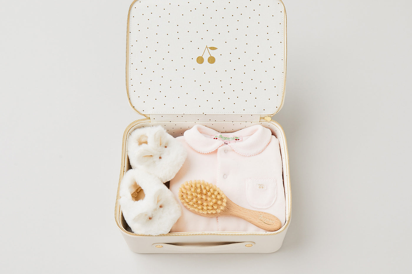 Newborn suitcase pink velour pajamas