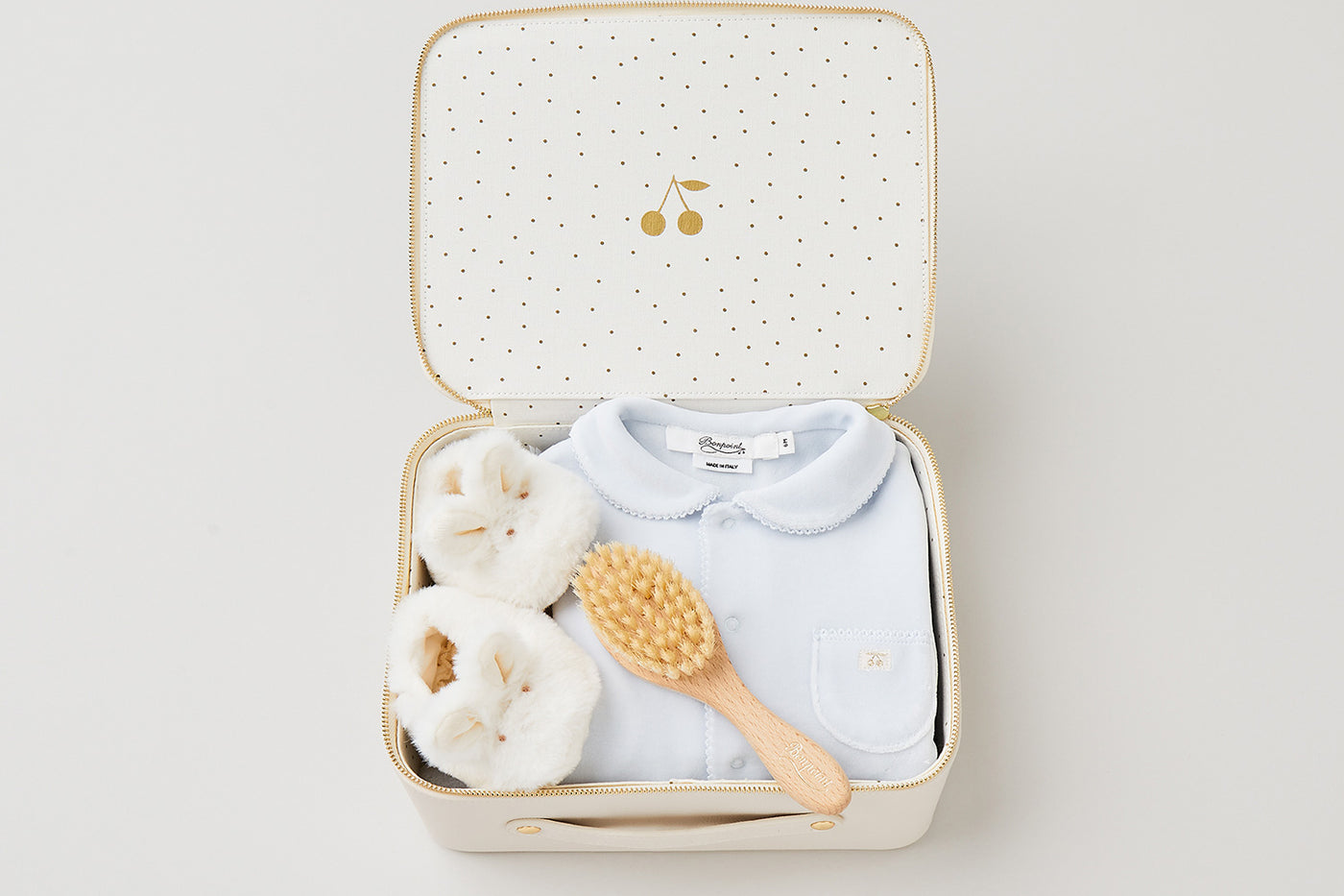 Newborn suitcase blue velour pajamas