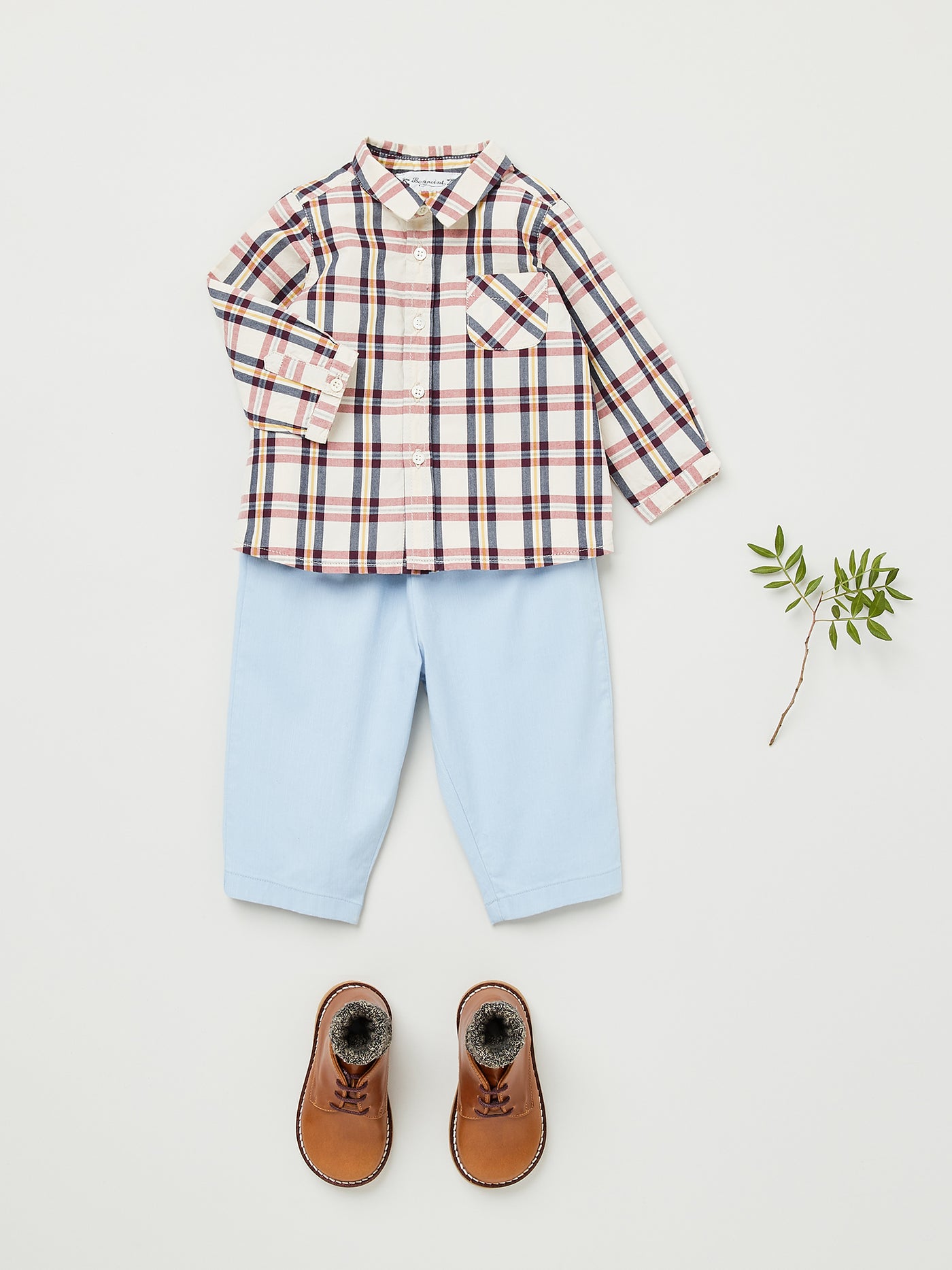 Baby boy winter 2023 checkered shirt look