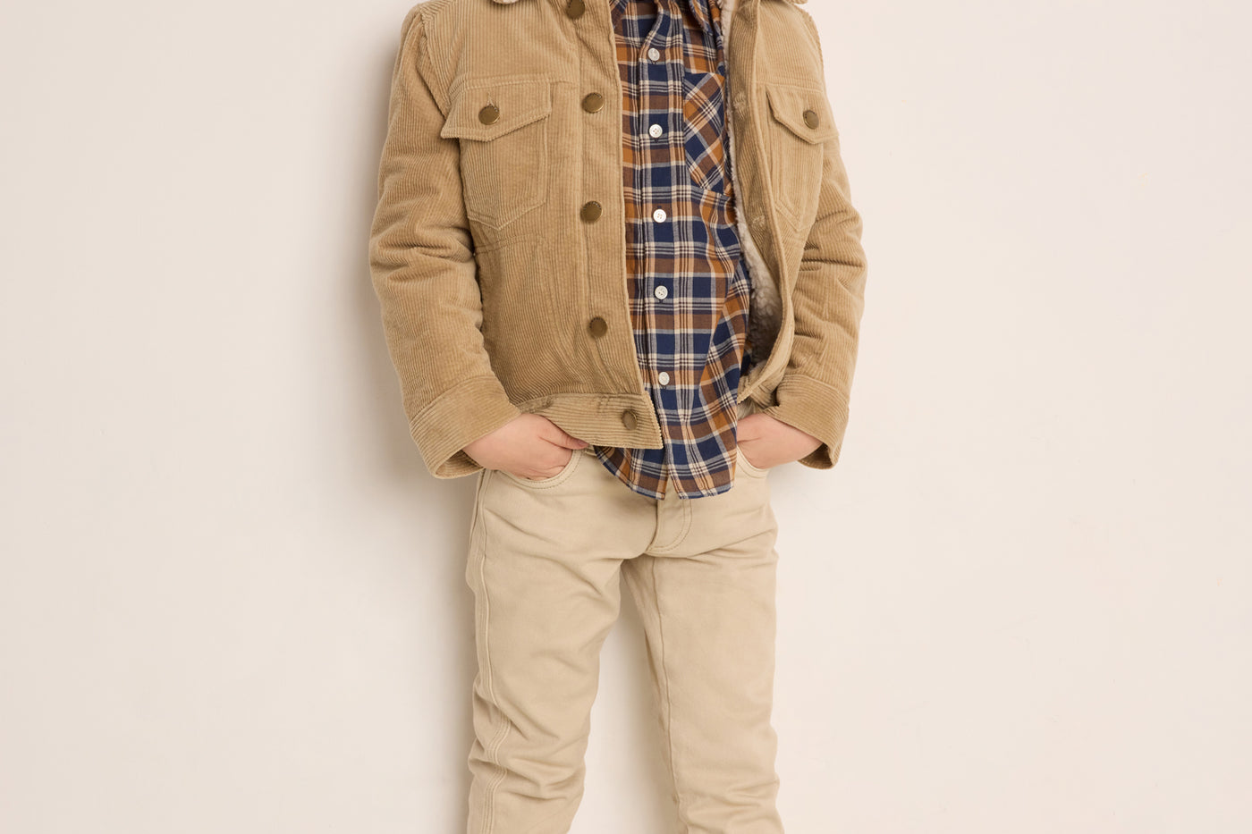 Winter 2023 boy's look checkered shirt