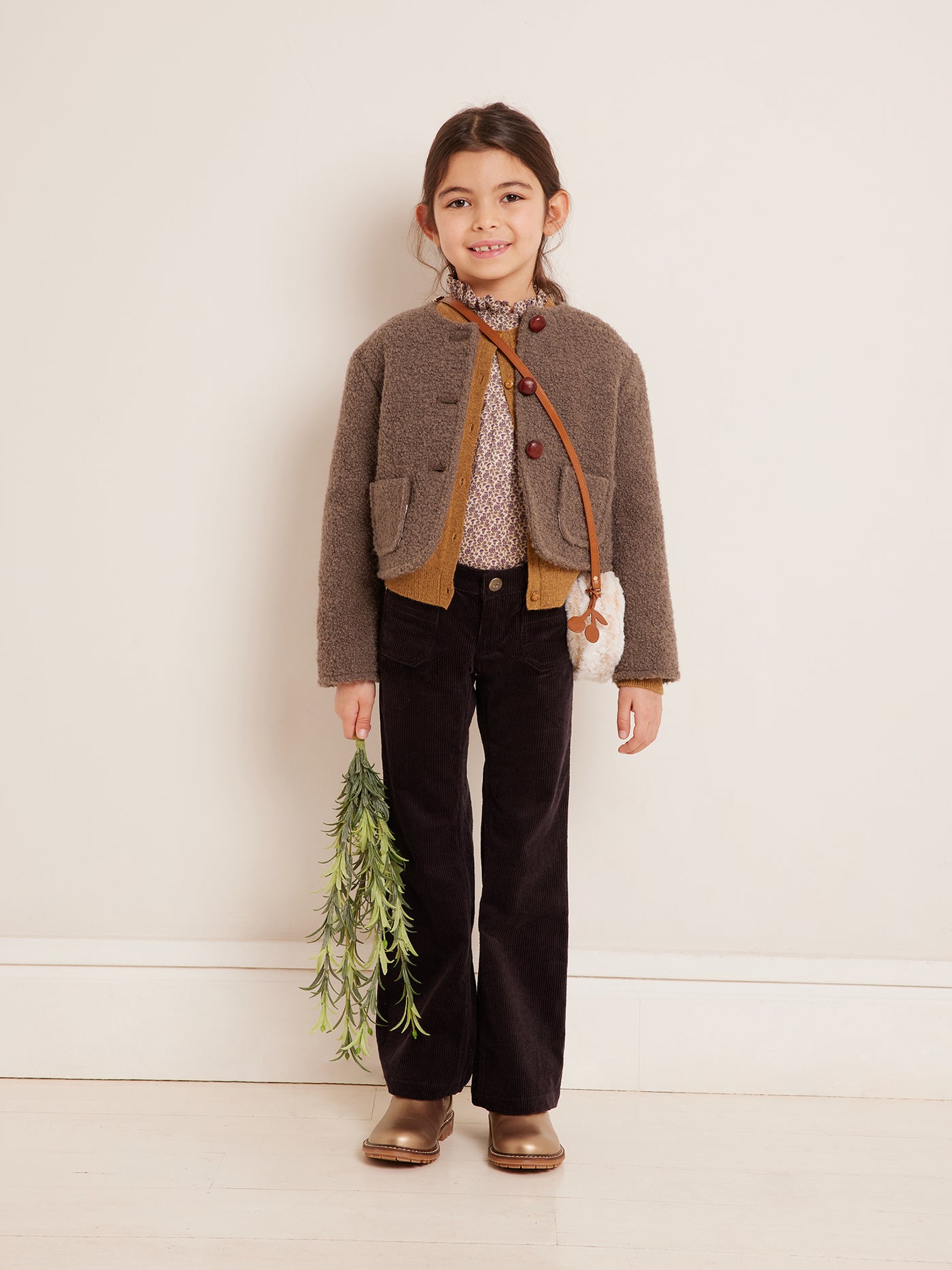 Winter 2023 girl's look light brown jacket