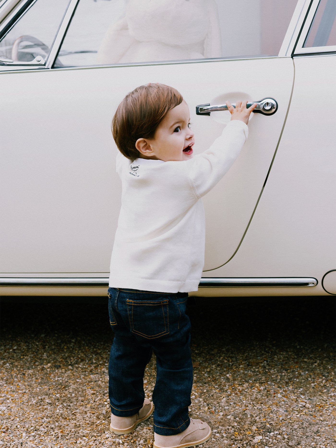 Bonpoint x Porsche Almire embroidered sweater in organic cotton and cashmere
