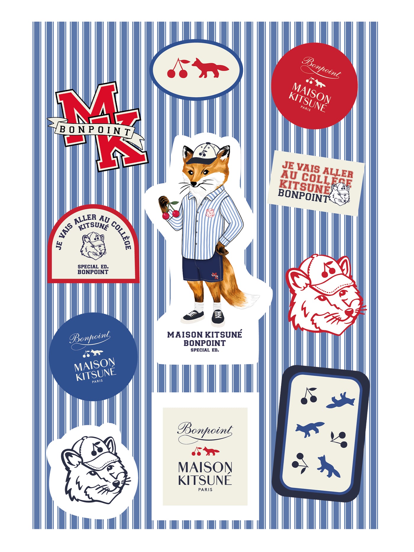 Bonpoint x Maison Kitsuné sticker sheet