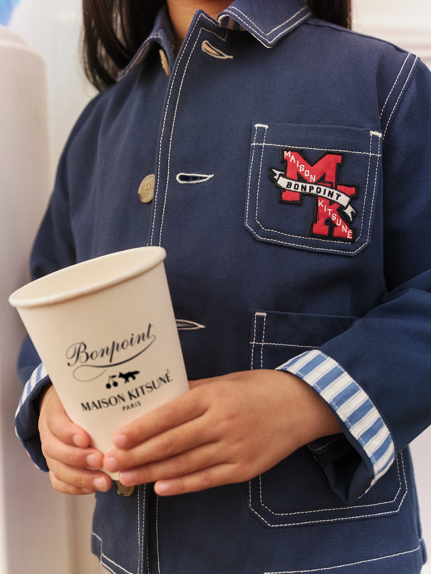 Bonpoint x Maison Kitsuné Linus jacket embroidered on the back