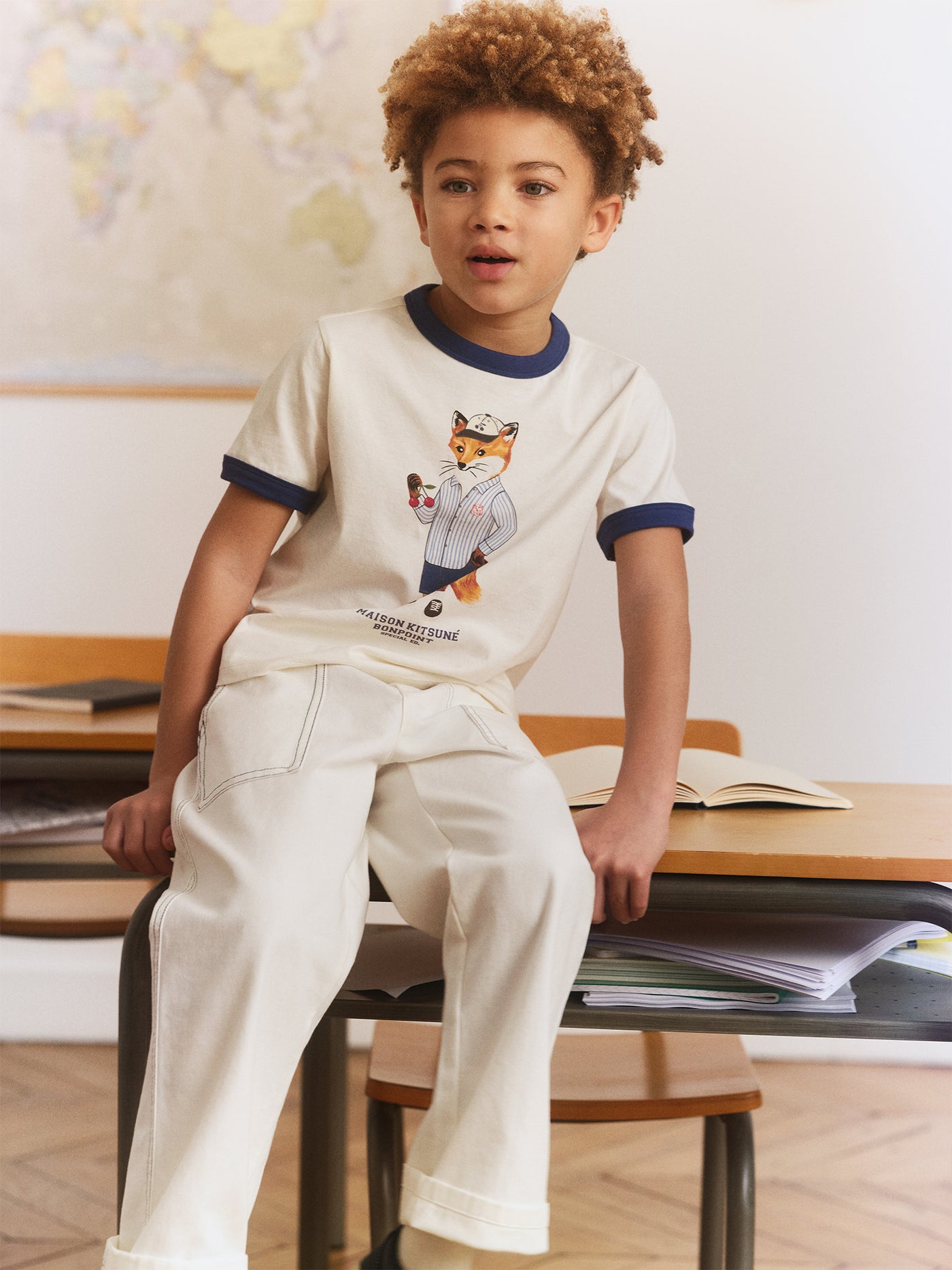 Bonpoint x Maison Kitsuné Akiva T-shirt with fox print in organic cotton