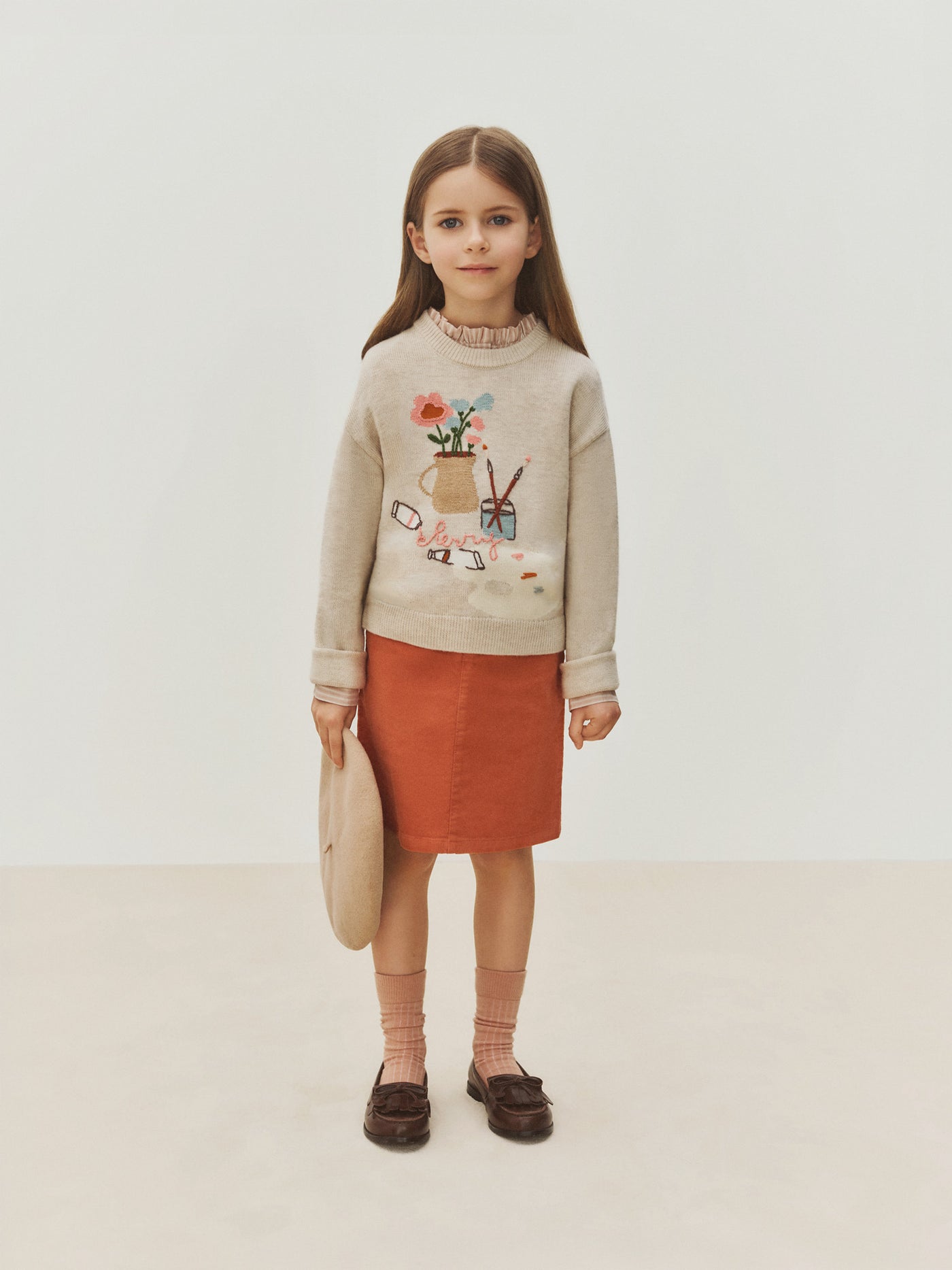 Merryl skirt with pockets in organic cotton velvet
