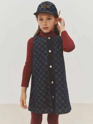 Jette cherry checkerboard-print dress in organic cotton