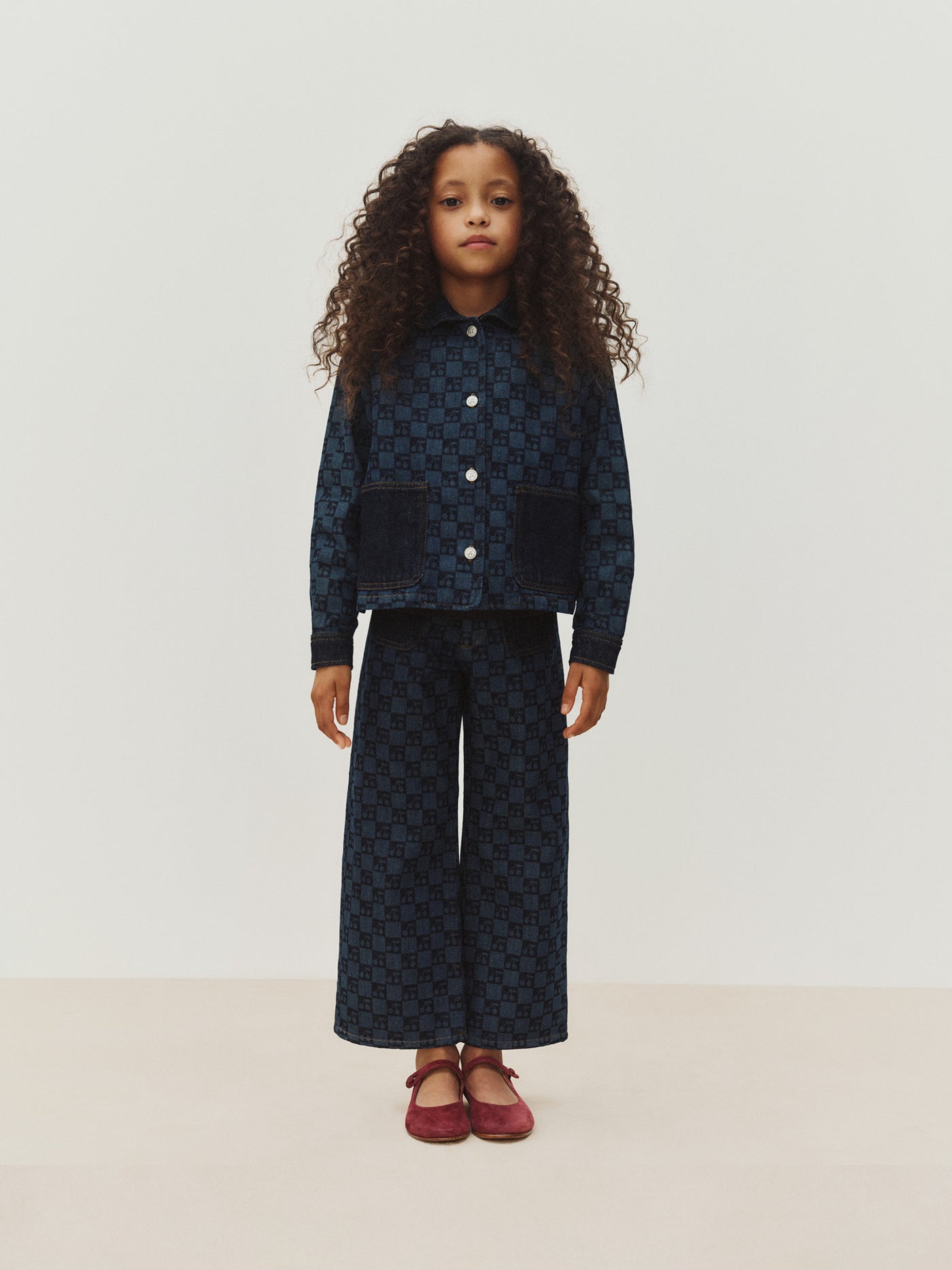 Girls’ Winter 2026 Look - Cherry print denim outfit