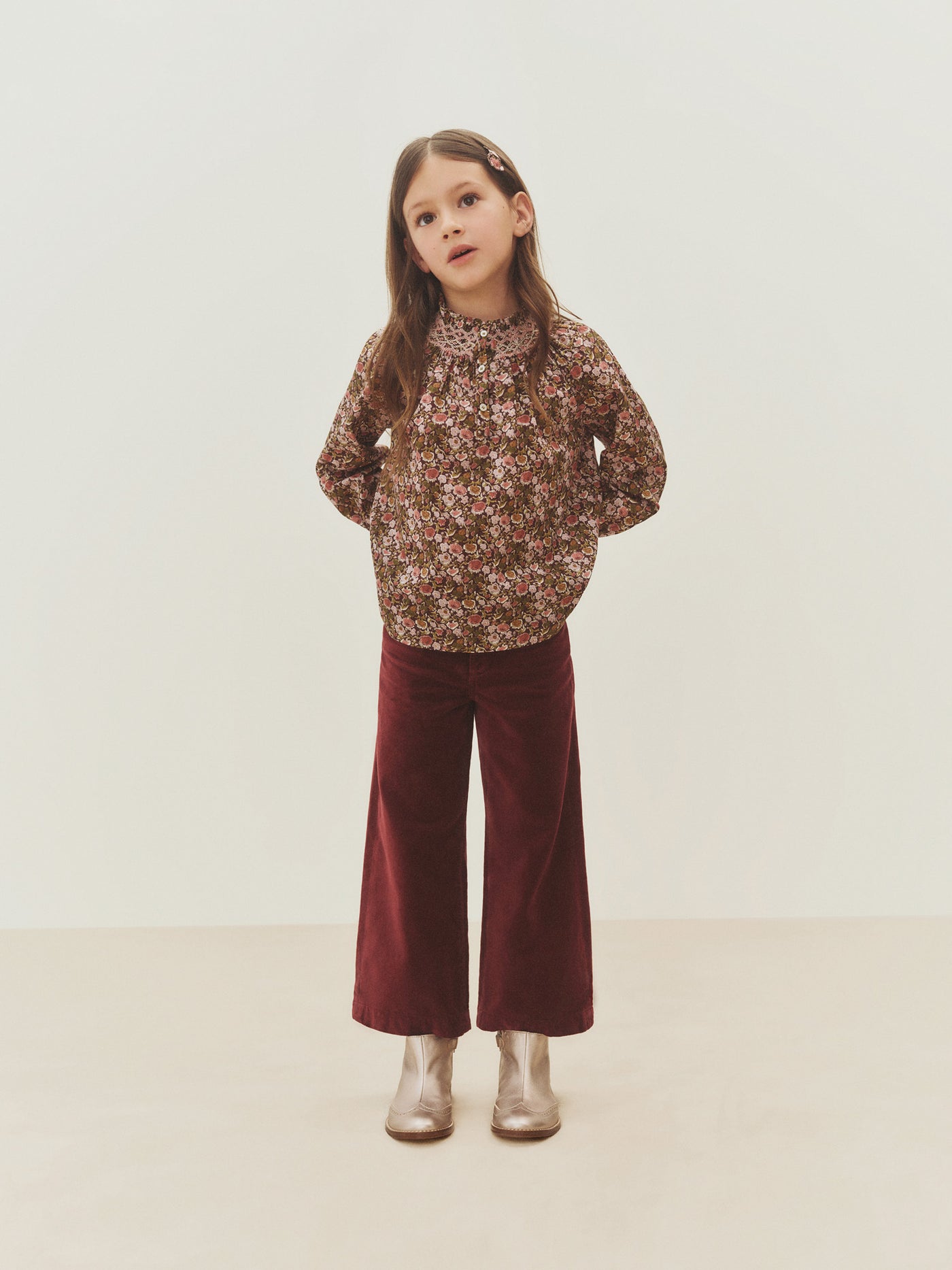 Pétale blouse in Liberty fabric smocked and hand-embroidered organic cotton