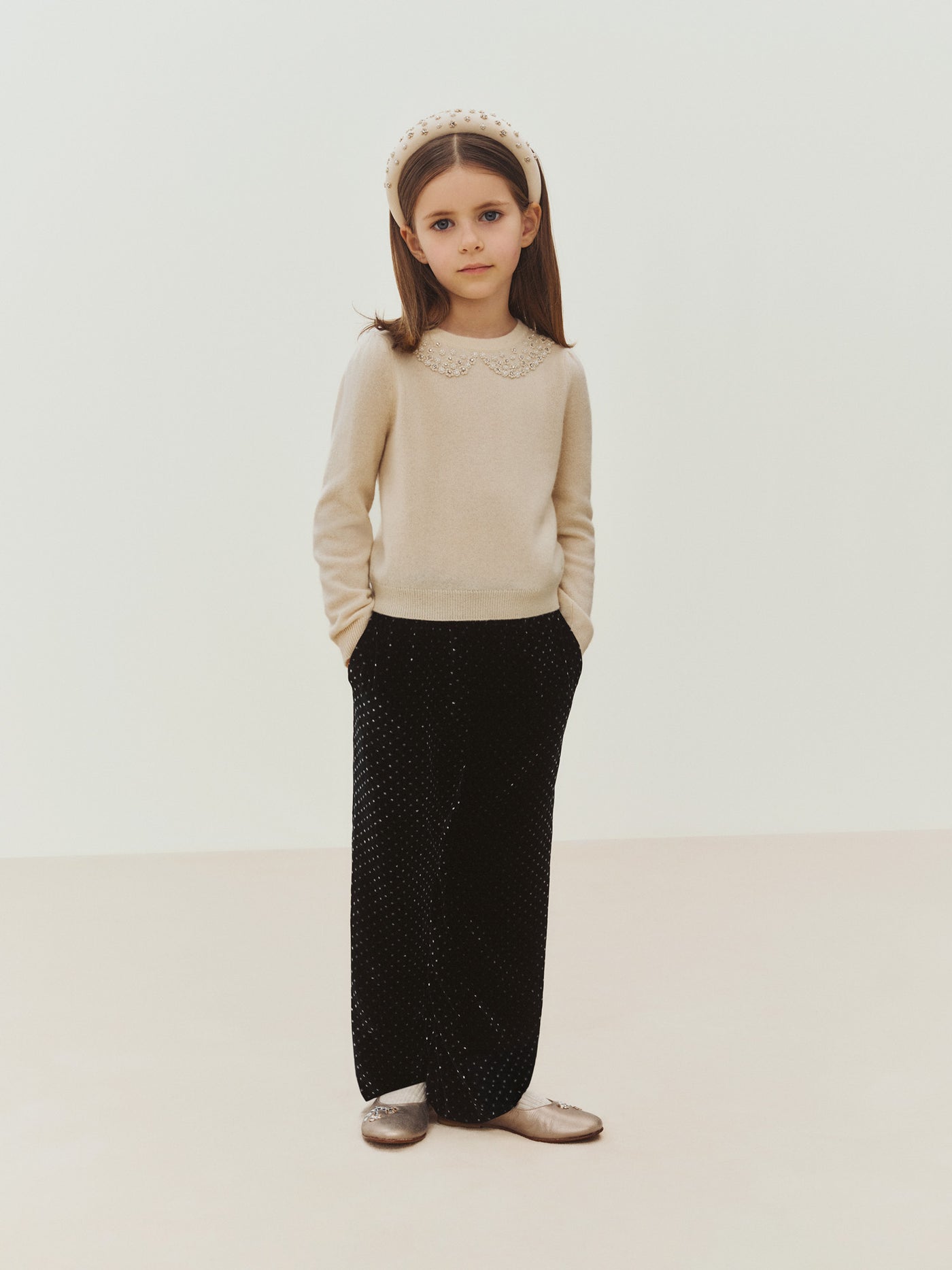 Trousers Jerinna in polka-dot print velvet