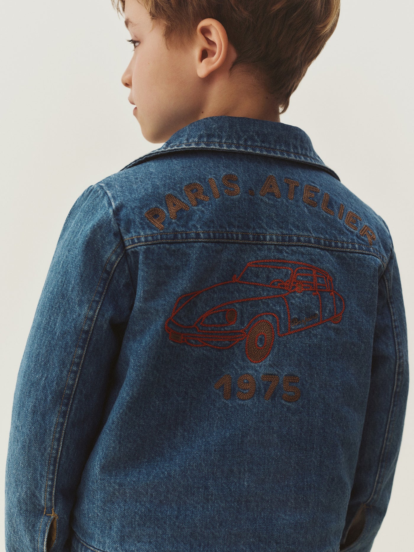 Marvin reversible jacket with embroidery on the back in organic cotton