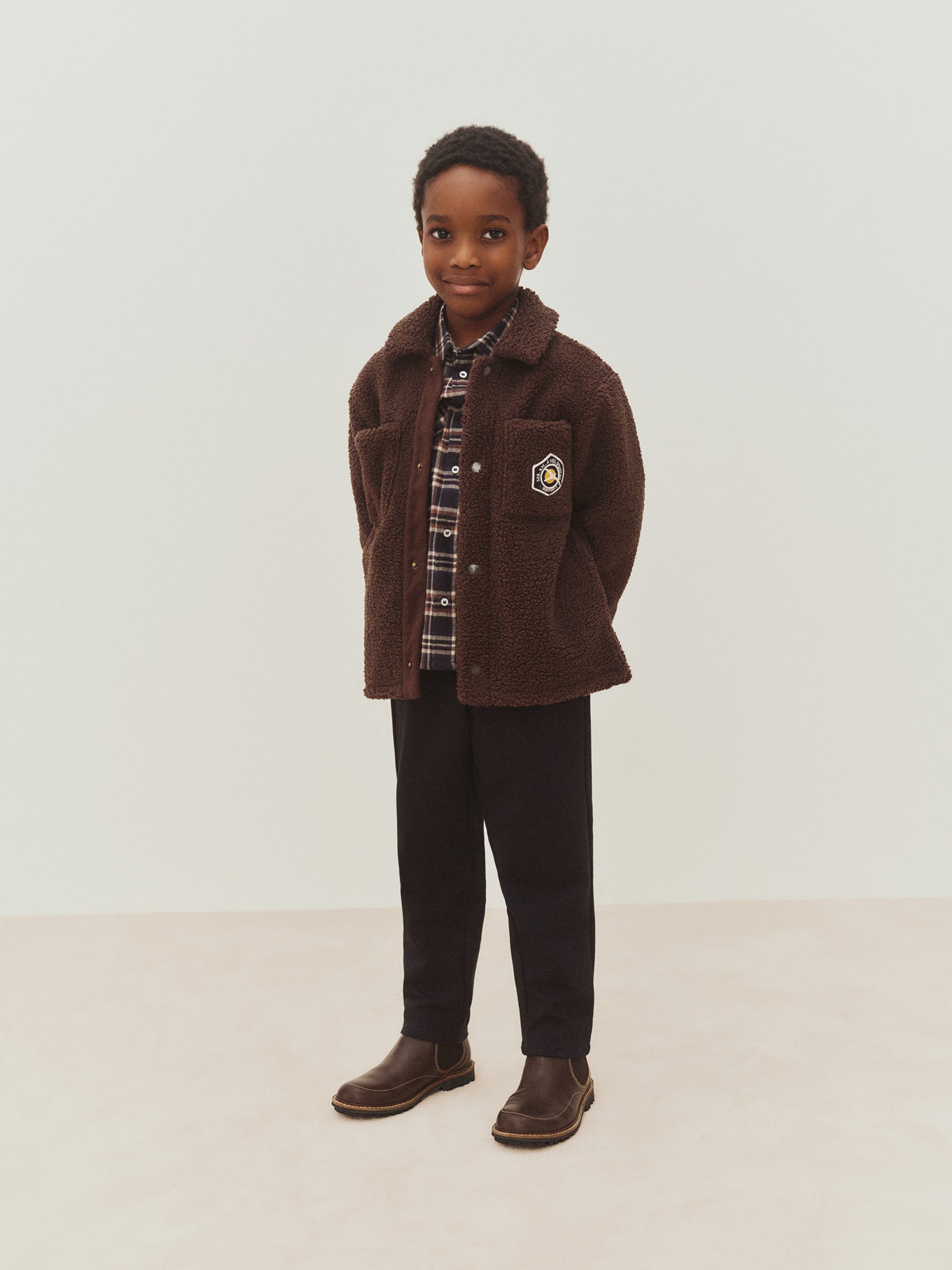 Boys’ Winter 2026 Look - Brown fleece jacket