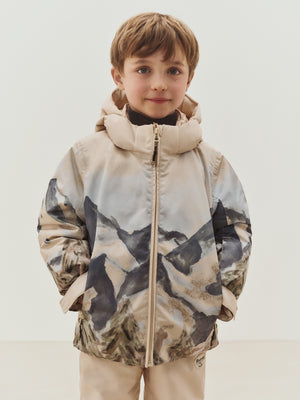Mikado waterproof ski jacket with ski landscape print