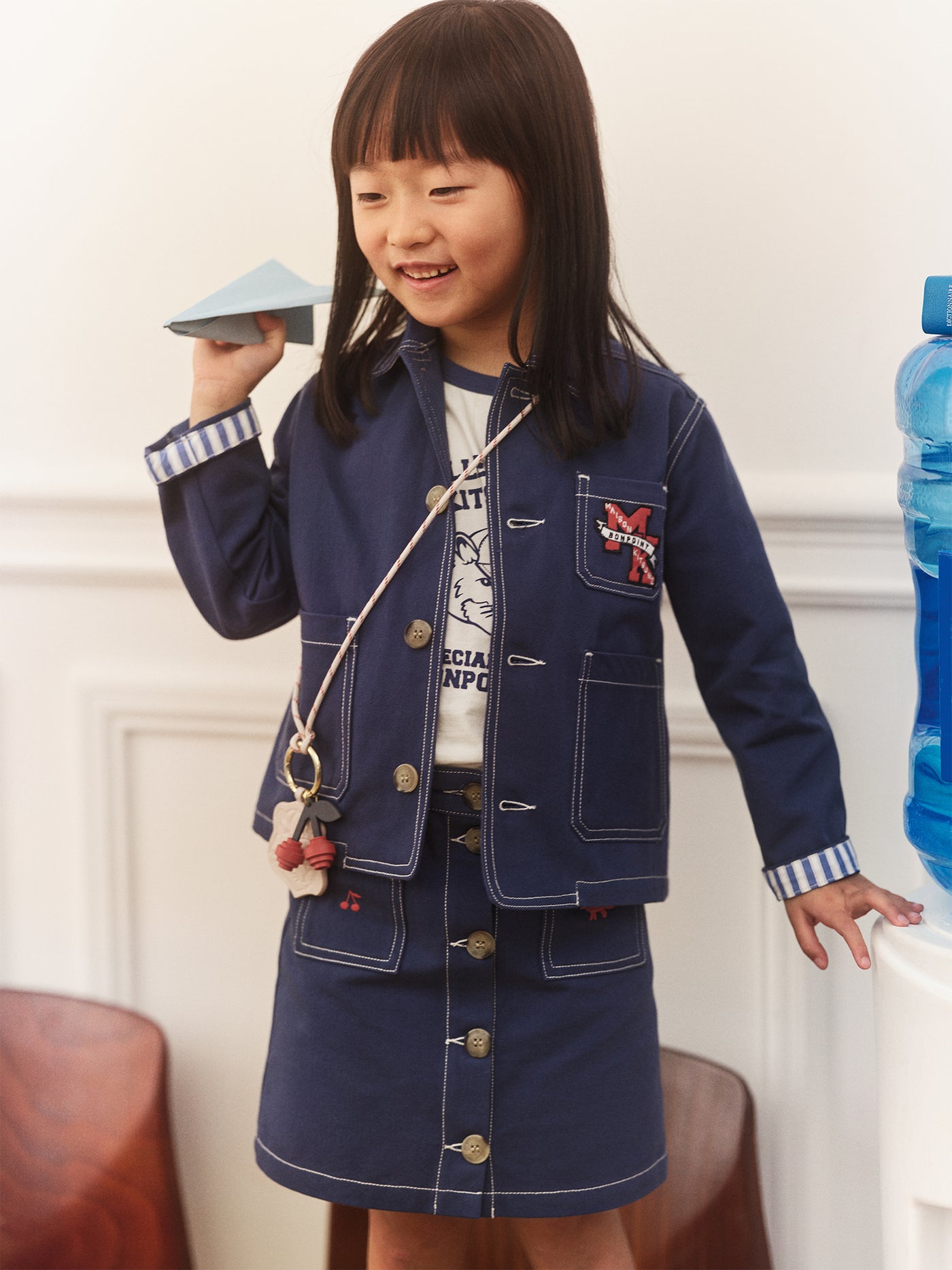 Girls' Look Bonpoint x Maison Kitsuné - Denim set with embroidery on the back