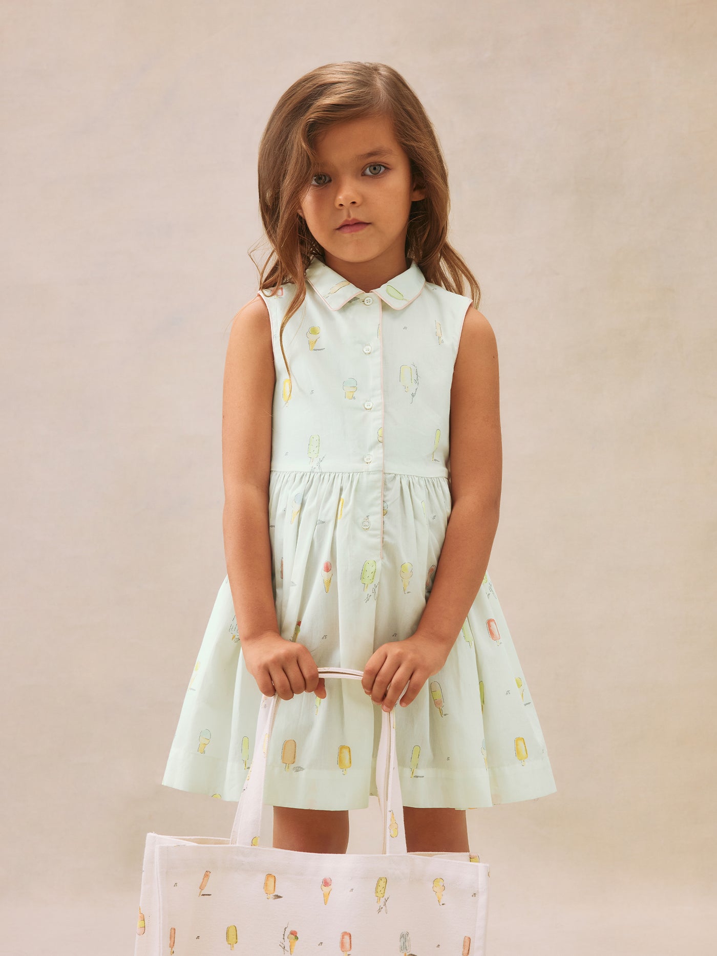 Anne sleeveless dress with ice-cream print