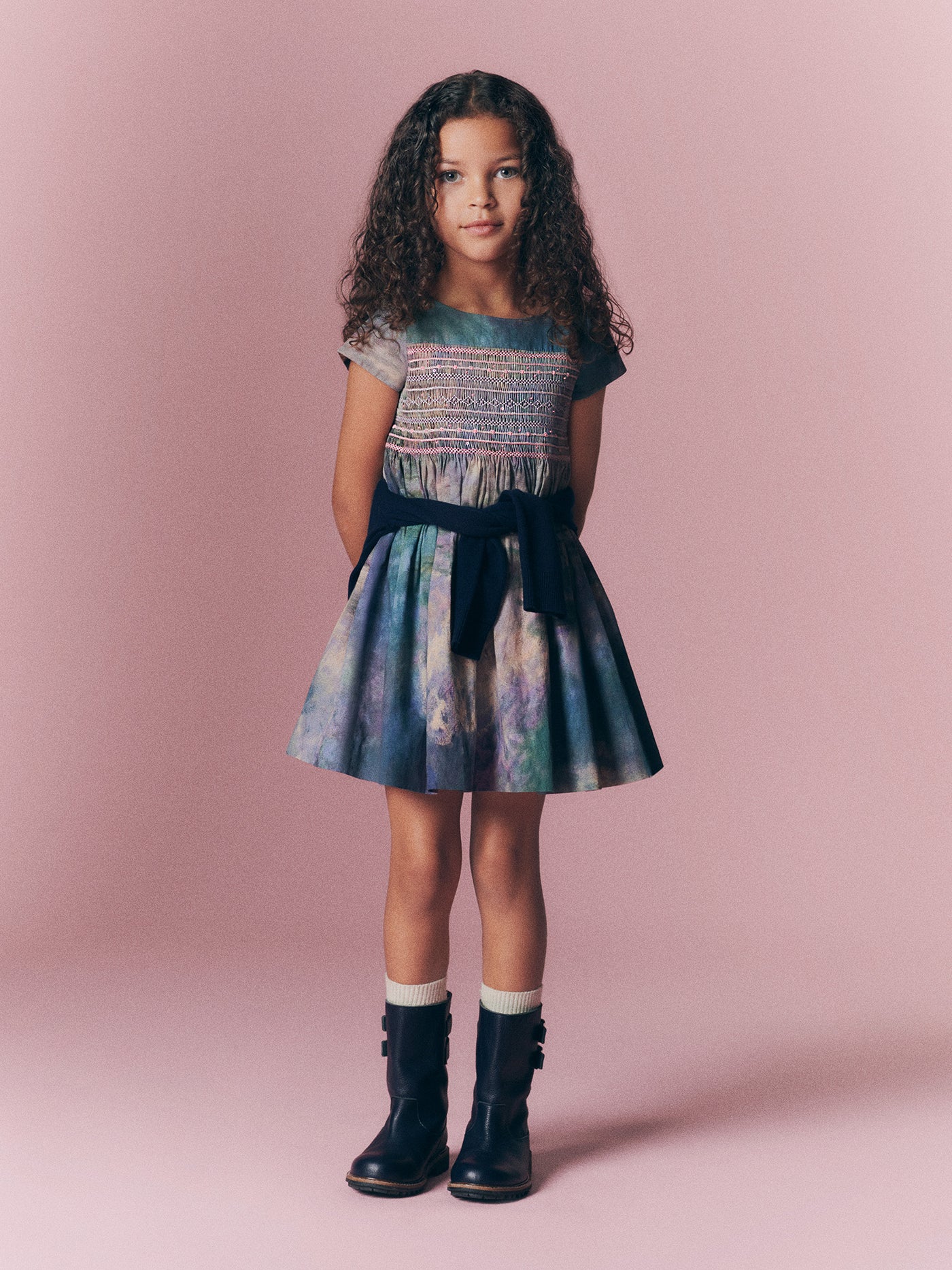 Bonpoint x MoMA Duchesse dress smocked and hand-embroidered in organic cotton