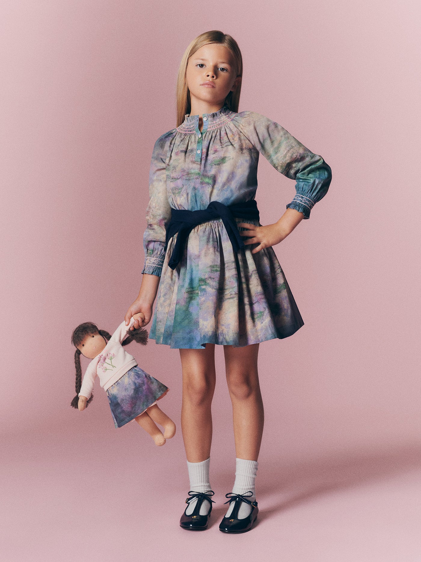 Girls' Look Bonpoint x MoMA - Printed blouse and skirt set