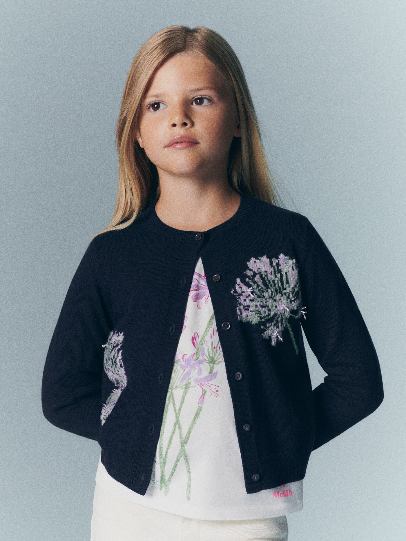 Bonpoint x MoMA Mahena cardigan with intarsia flower