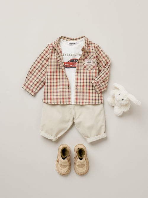 Gillo plaid baby shirt in organic cotton