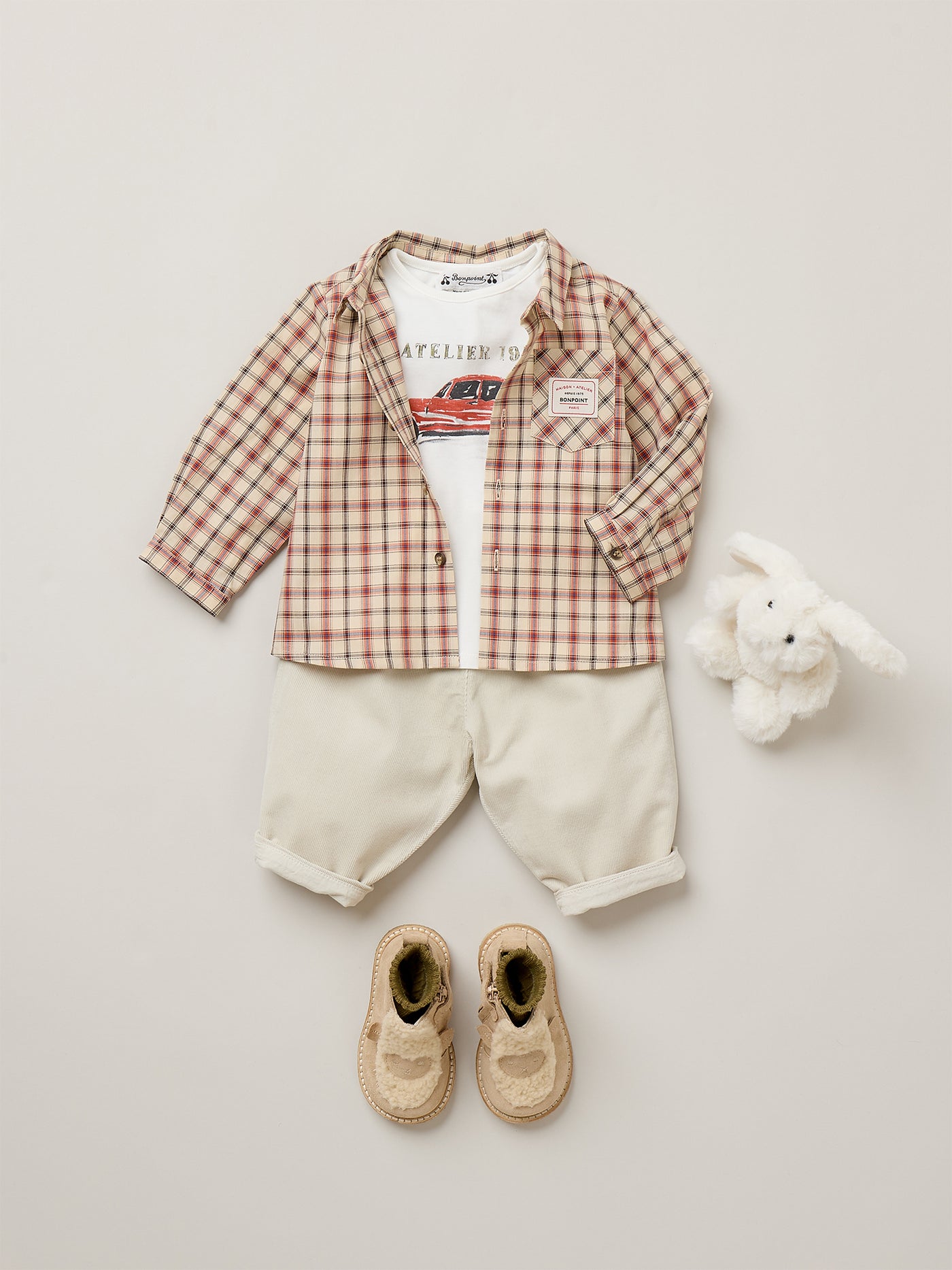 Gillo plaid baby shirt in organic cotton