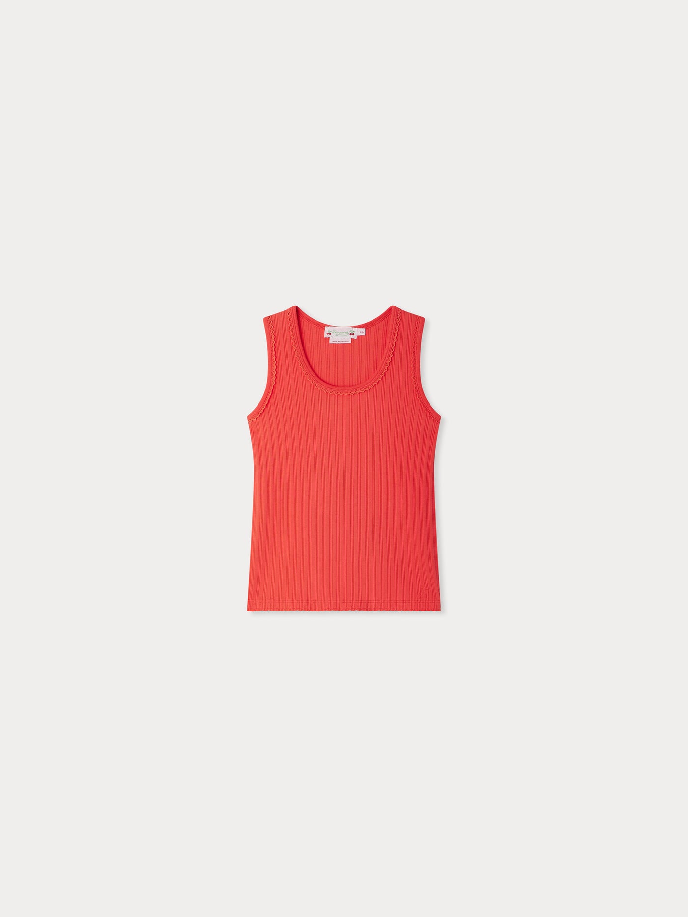 Edina tank top with fine lace at the collar in organic cotton