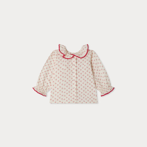 Jojoba cherry print poplin blouse