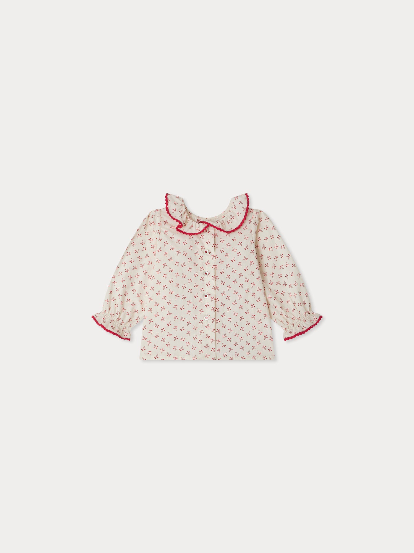 Jojoba cherry print poplin blouse