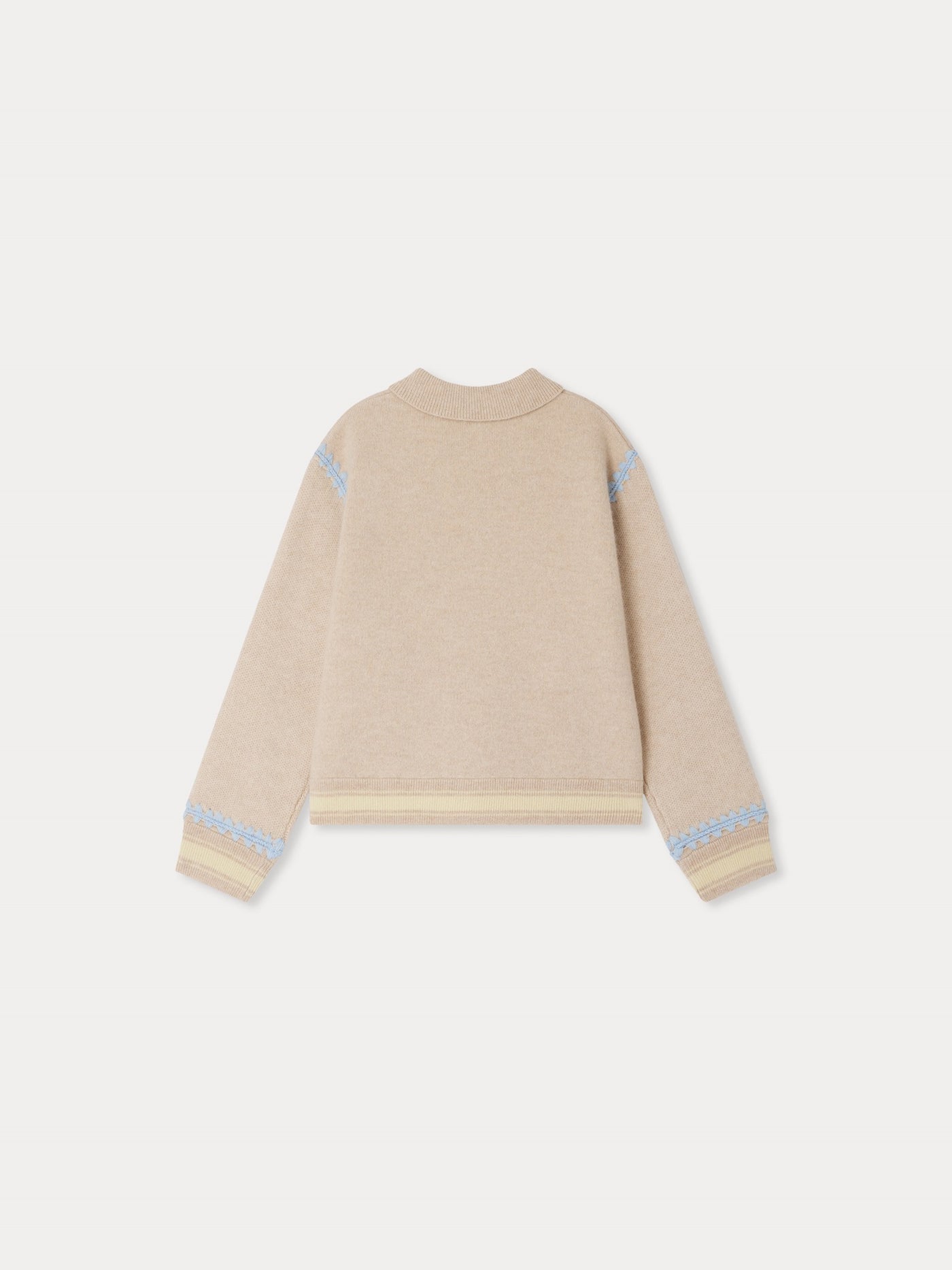 Bonpoint x Guest in Residence Liberté mixed cardigan with contrasting embroidery in sand cashmere