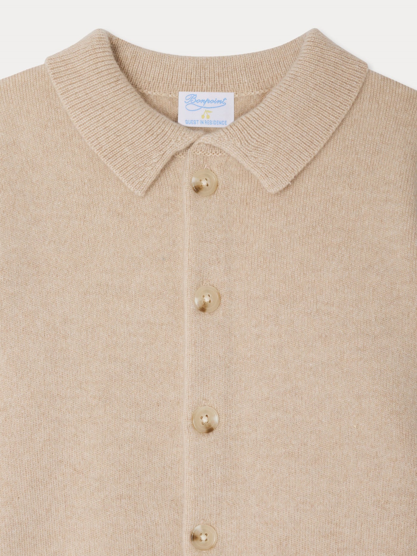 Bonpoint x Guest in Residence Liberté mixed cardigan with contrasting embroidery in sand cashmere