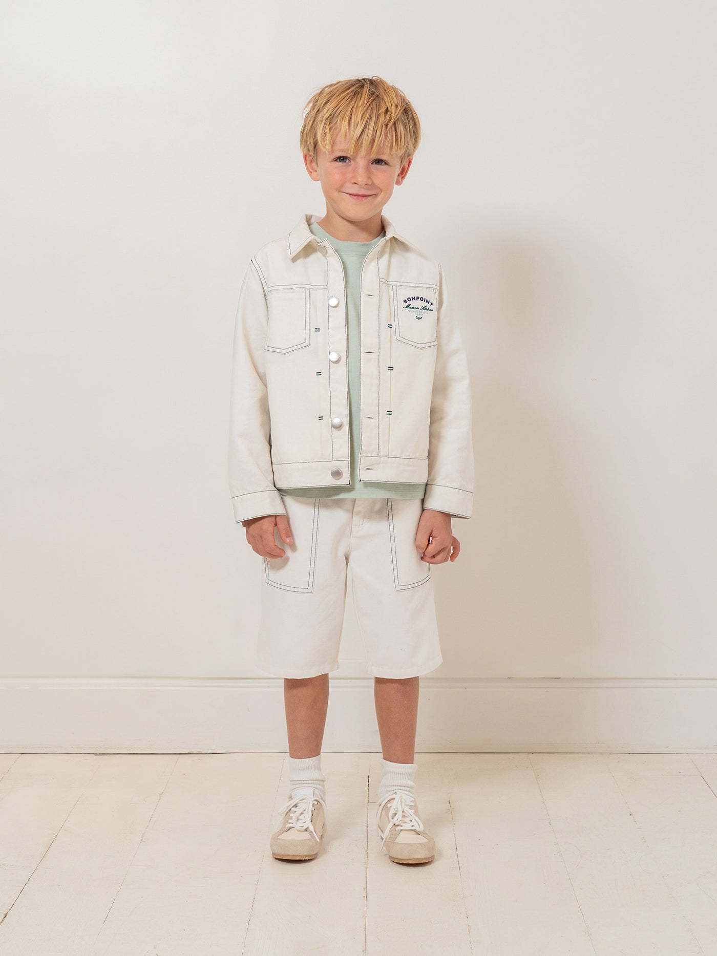 Leddis denim jacket with contrast stitching in organic cotton