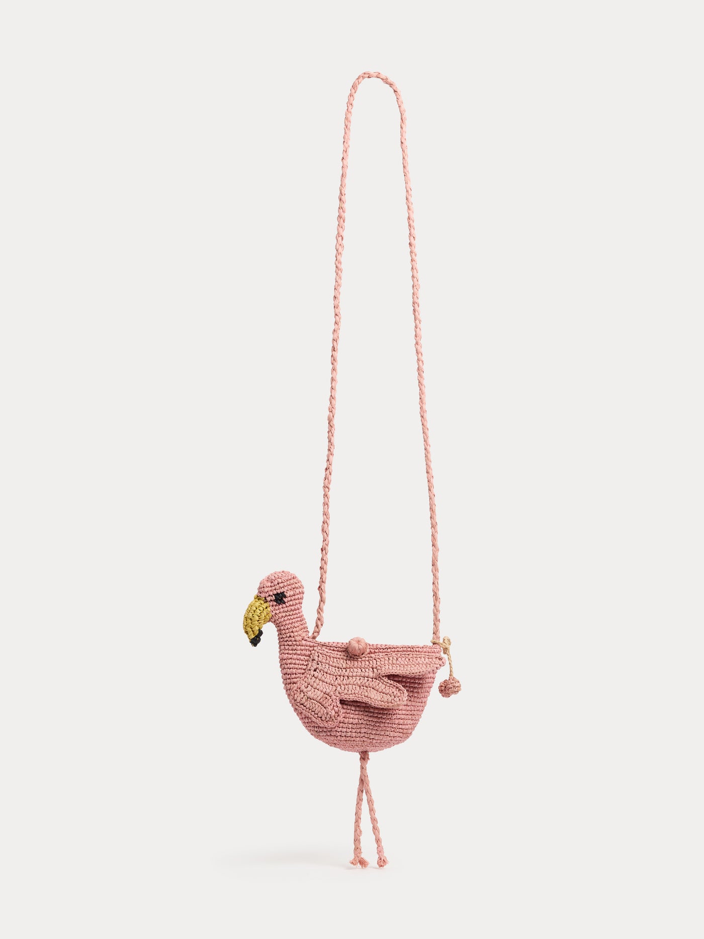 Lany handmade raffia pink flamingo bag