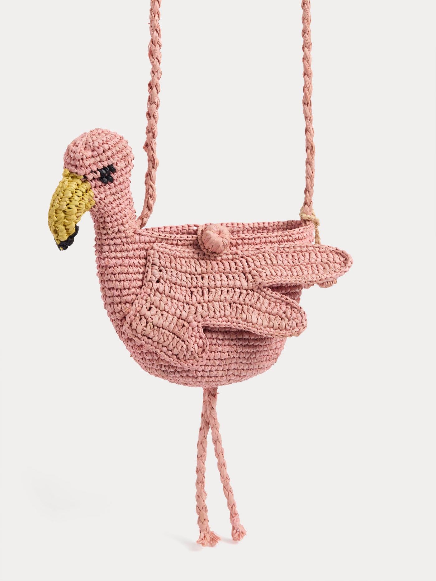 Lany handmade raffia pink flamingo bag