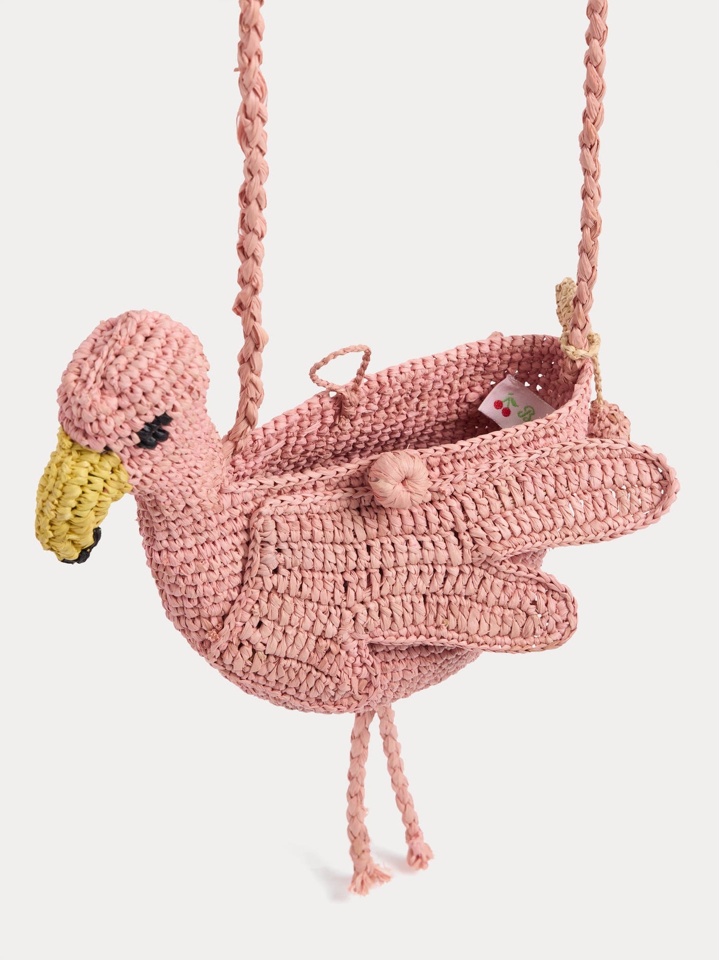 Lany handmade raffia pink flamingo bag
