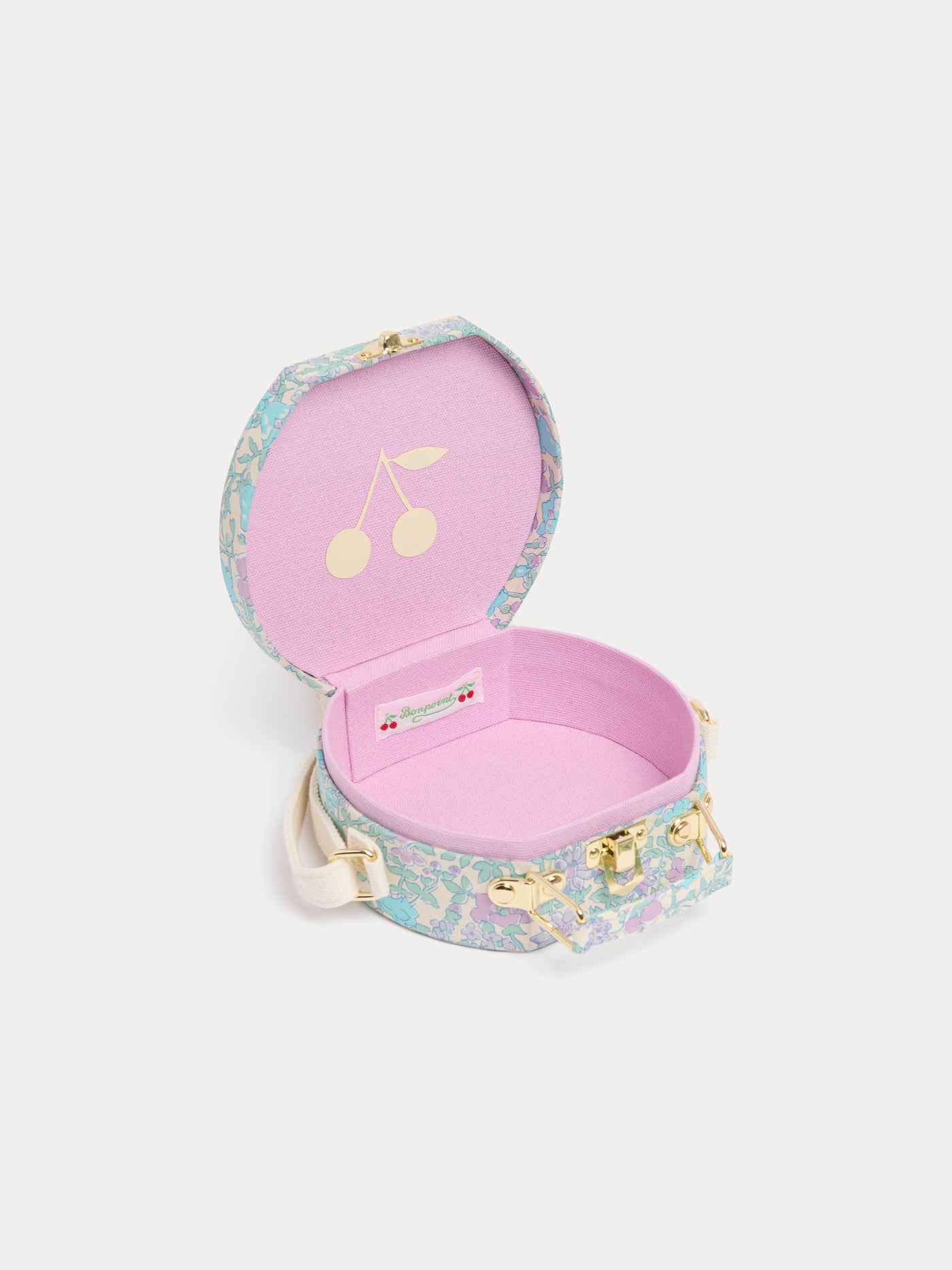 Jadore Suitcase Bag in Liberty fabric with cherry print in organic cotton