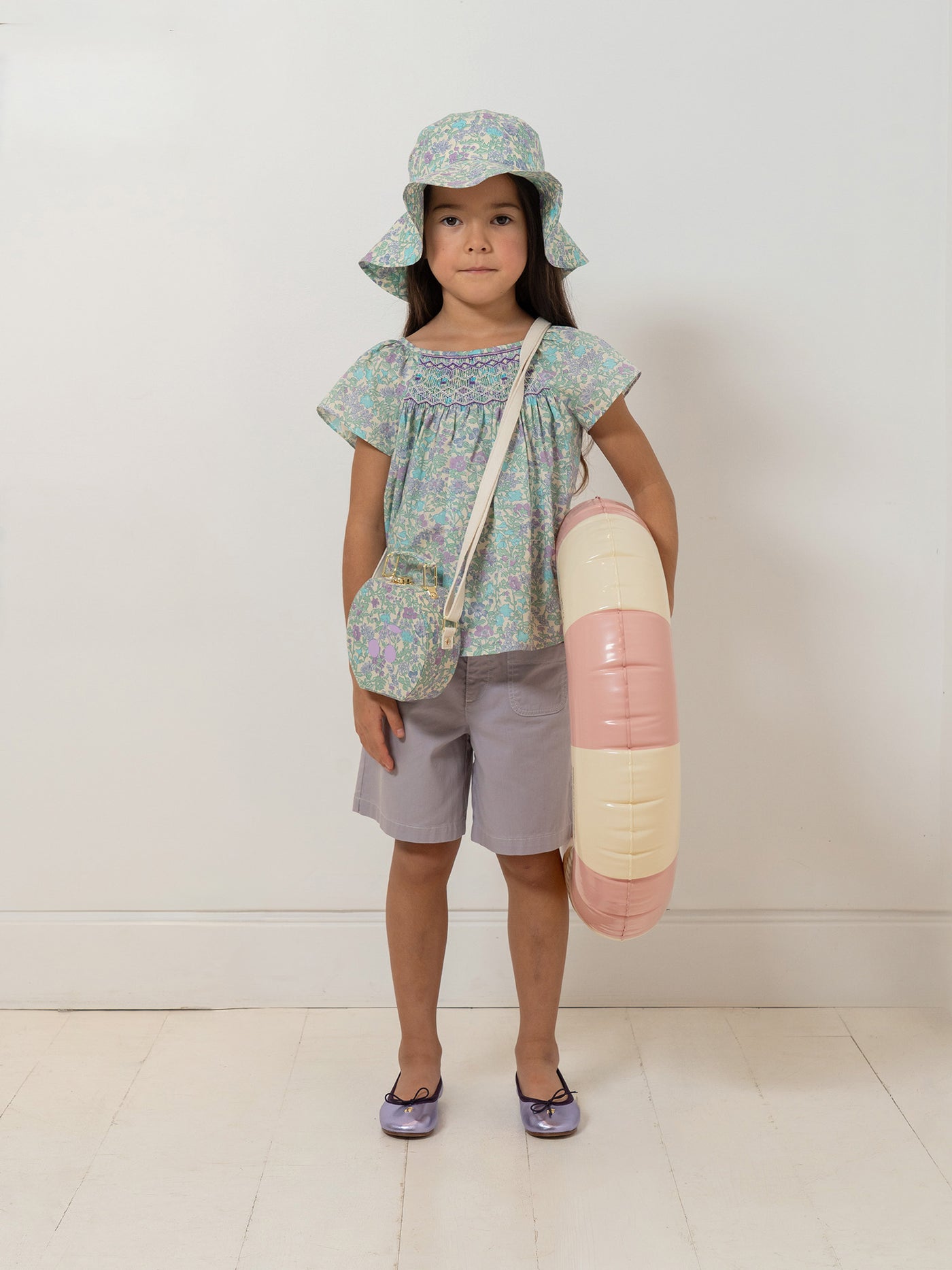 Grenade blouse smocked and embroidered in Liberty fabric in organic cotton