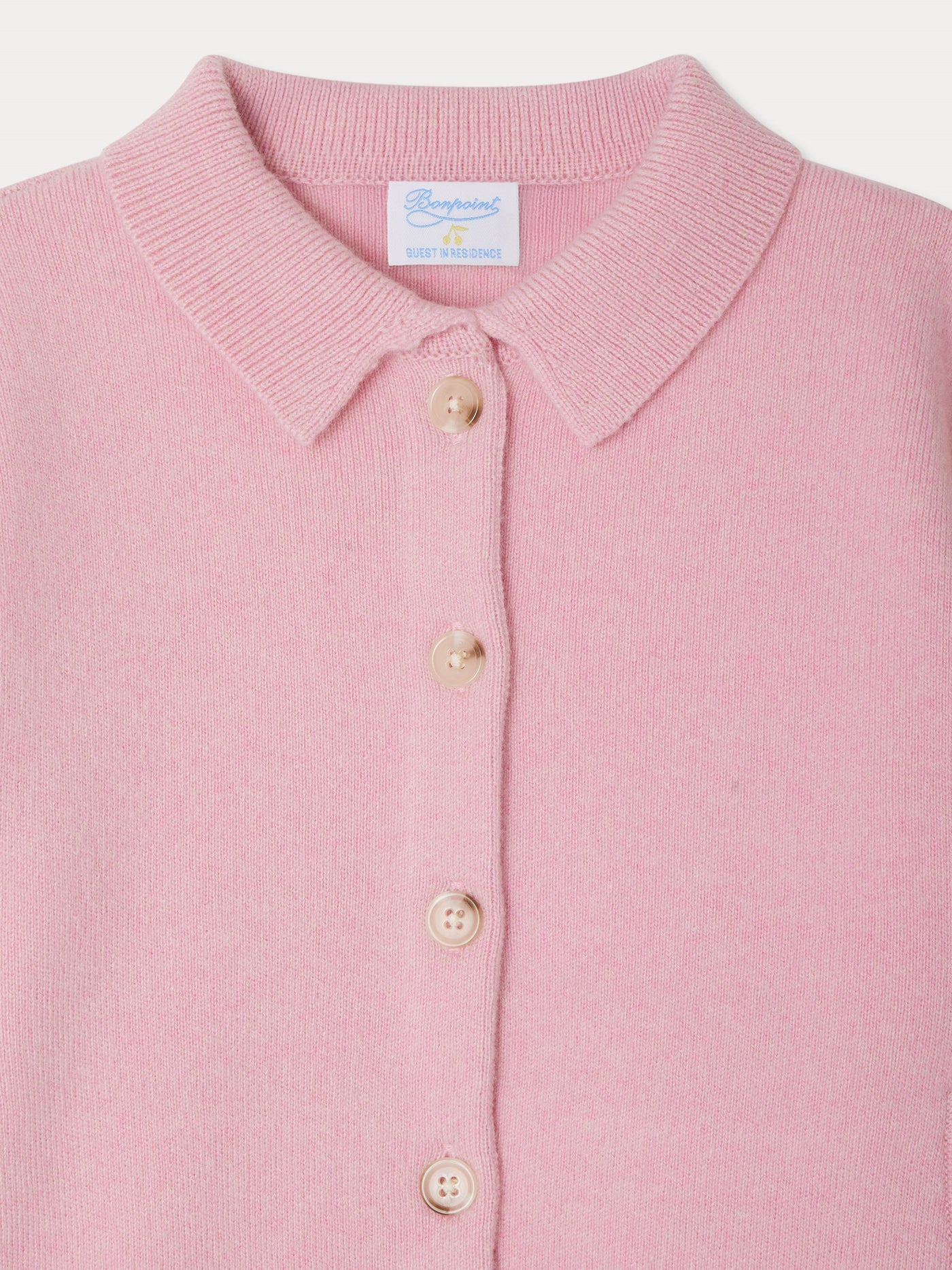 Bonpoint x Guest in Residence Liberté cardigan with contrasting embroidery in pink cashmere