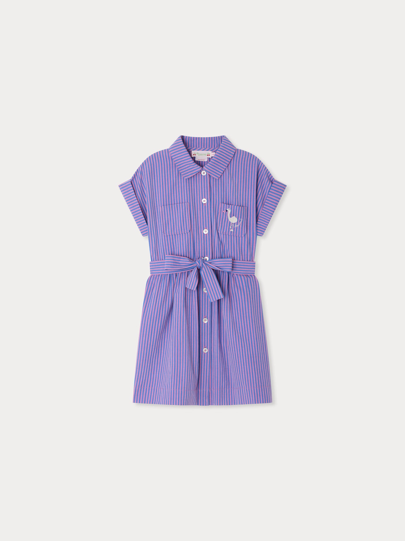 Gisele striped dress with organic cotton embroidery