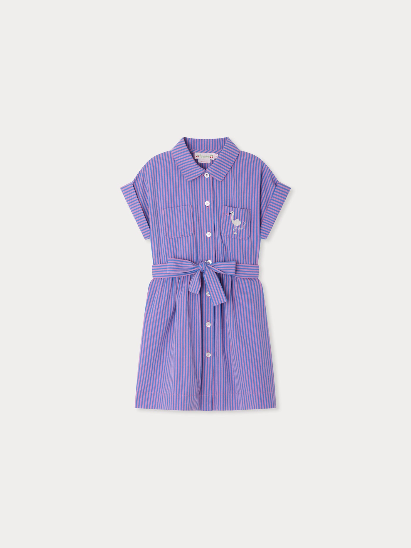 Gisele striped dress with organic cotton embroidery